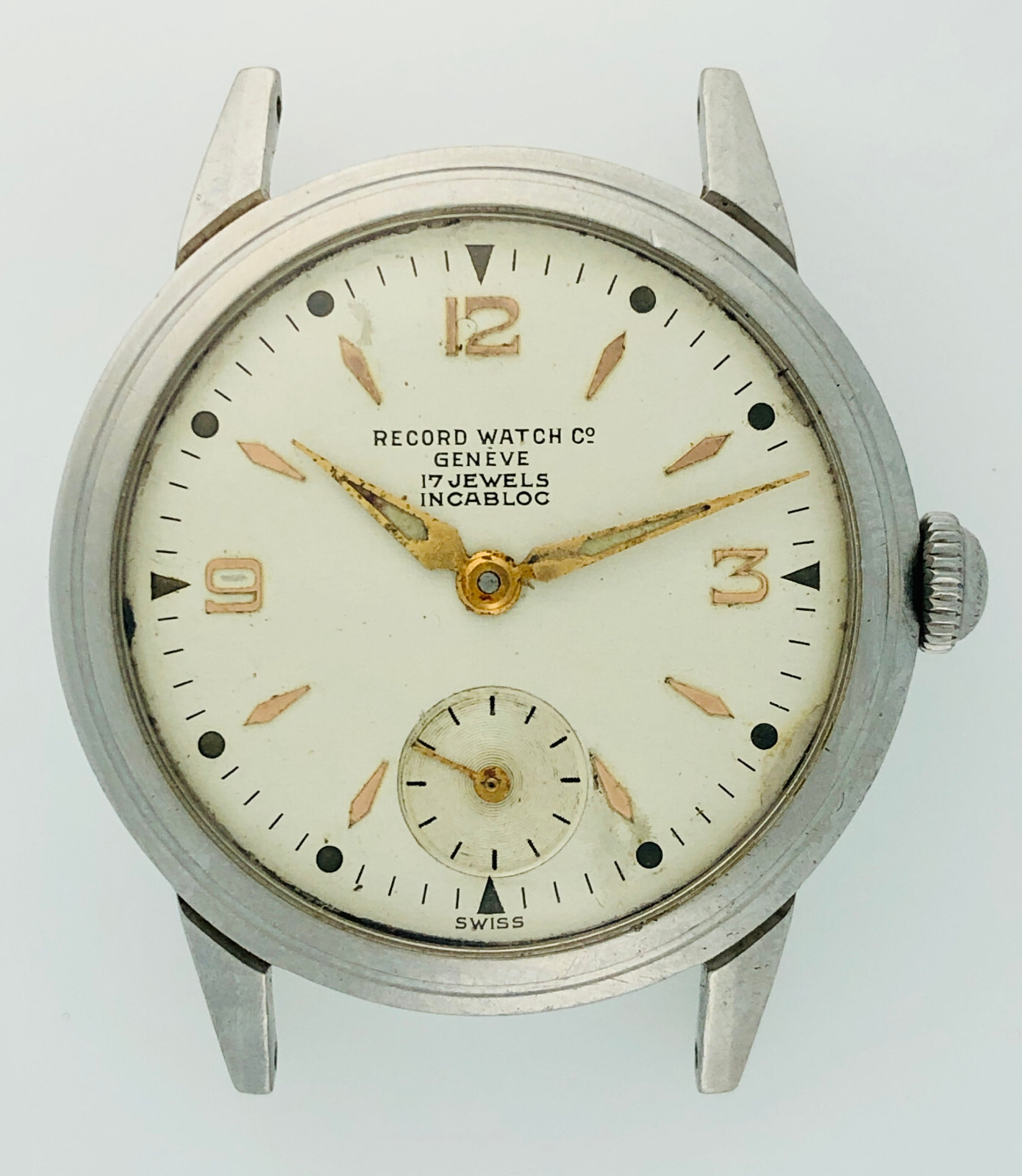 RECORD Stainless steel Screw back FB case, Ref 1141 Manual winding Vintage Watch