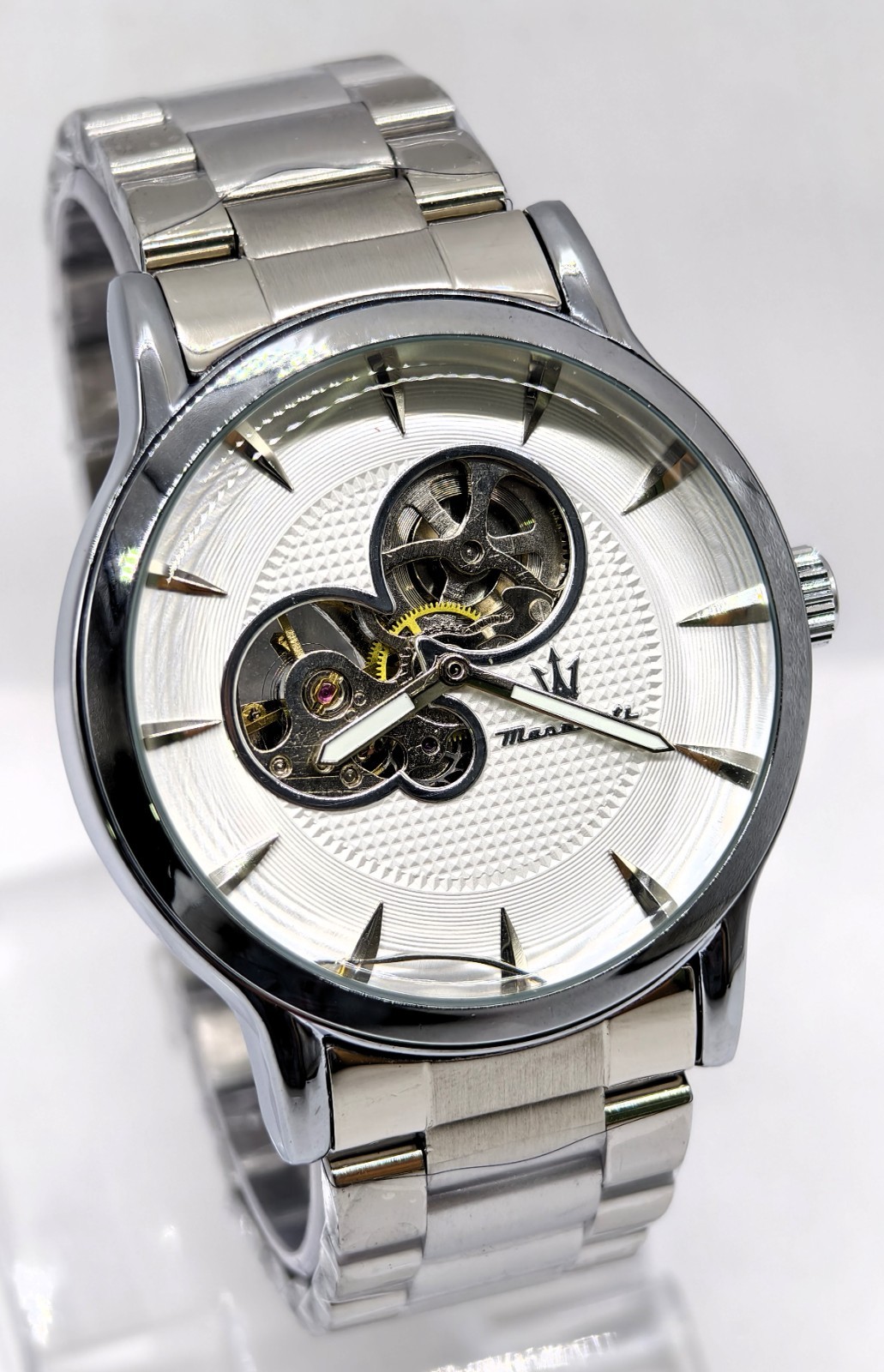 Fabulous Maserati Automatic White Dial Silver Band Analog Men’s Wrist Watch