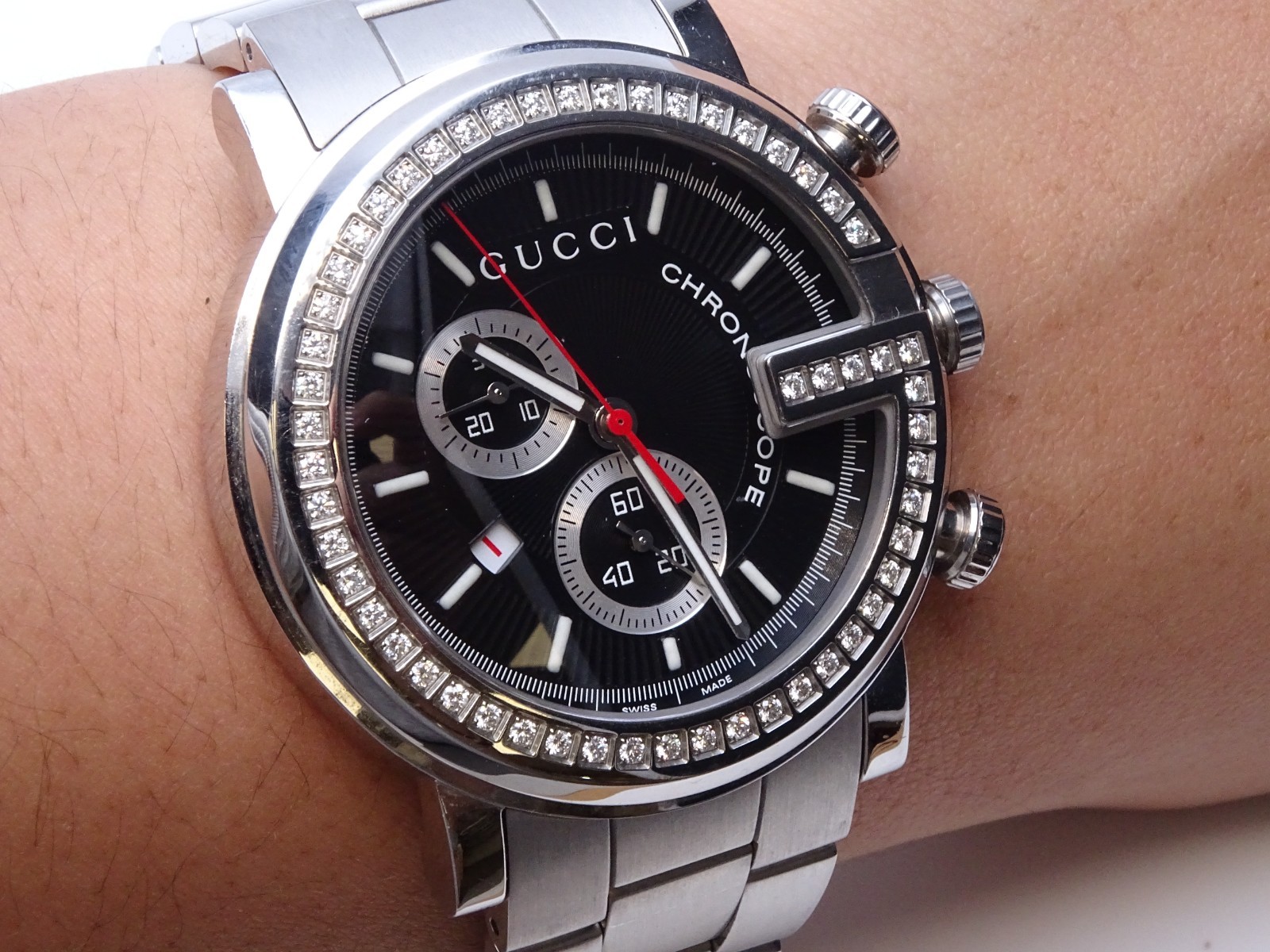 Men’s Gucci 101m G Chrono FActory Set Diamond Watch 44mm (17570-Watch-MYS)