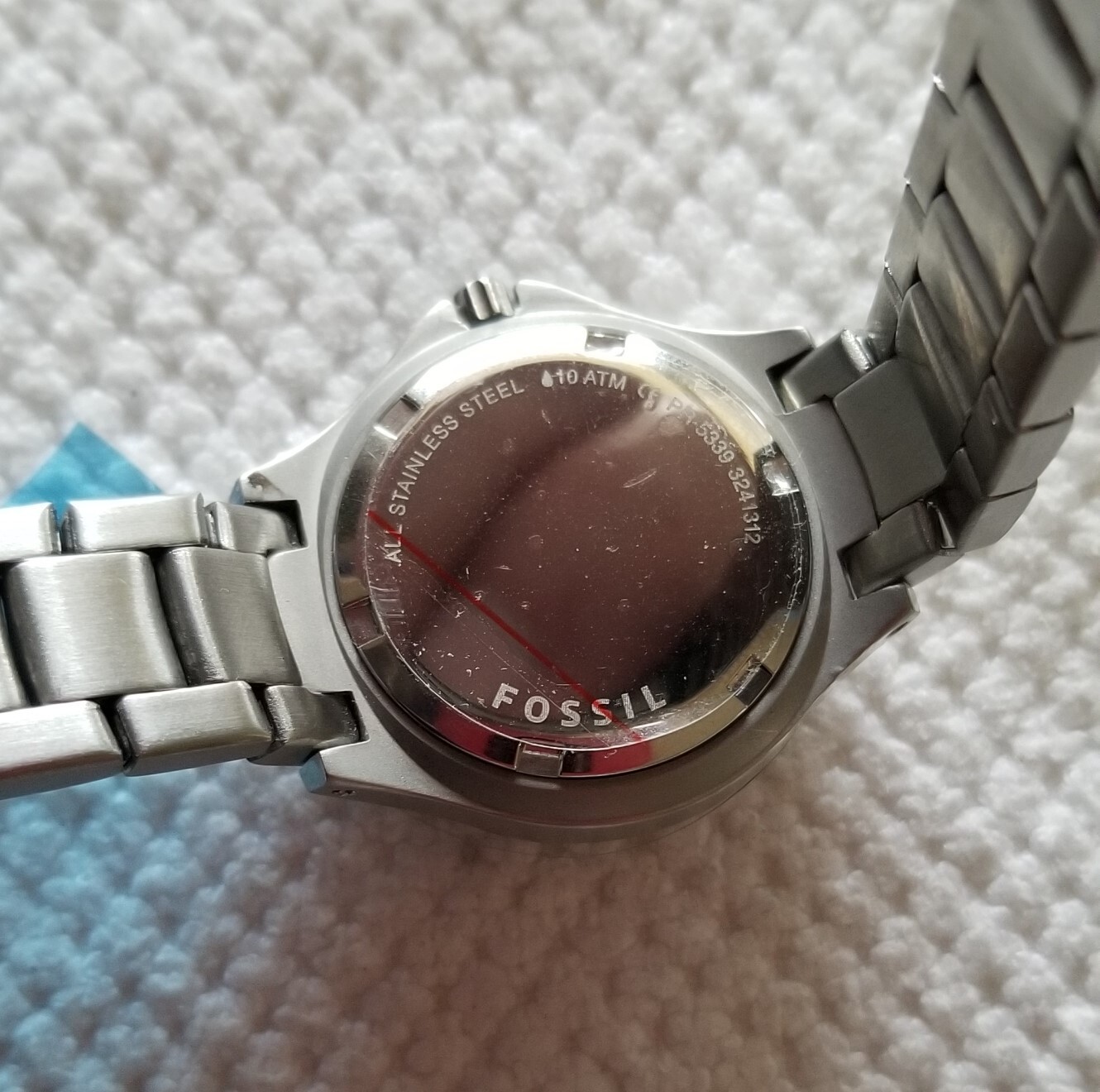NWT Fossil SS Silver Tone Date Watch 2014 NCAA PR-5339 7.75″ Max SizeNew Battery