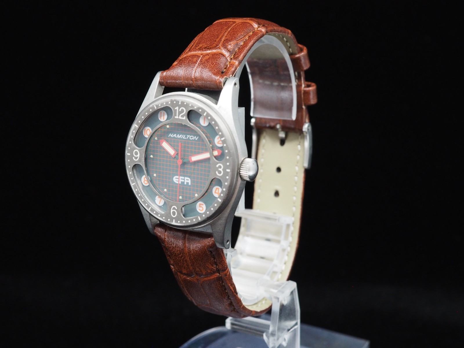 Rare Vintage Near MINT Hamilton EFA Black Dial Quartz 32mm Mens Watch JAPAN