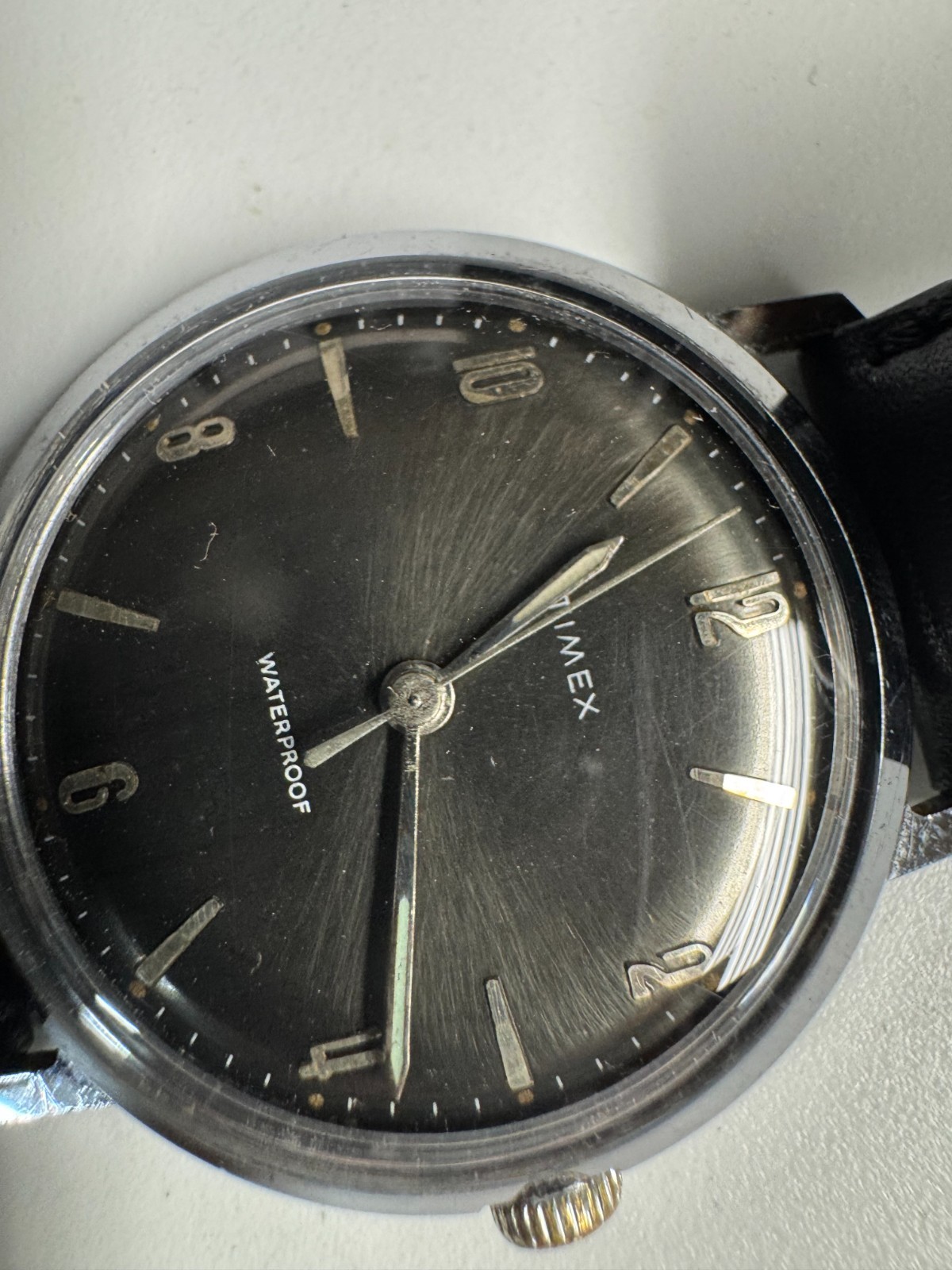 Timex Vintage 1960s Marlin Wind Up 34MM Midnight Sunburst New Crystal Runs Good