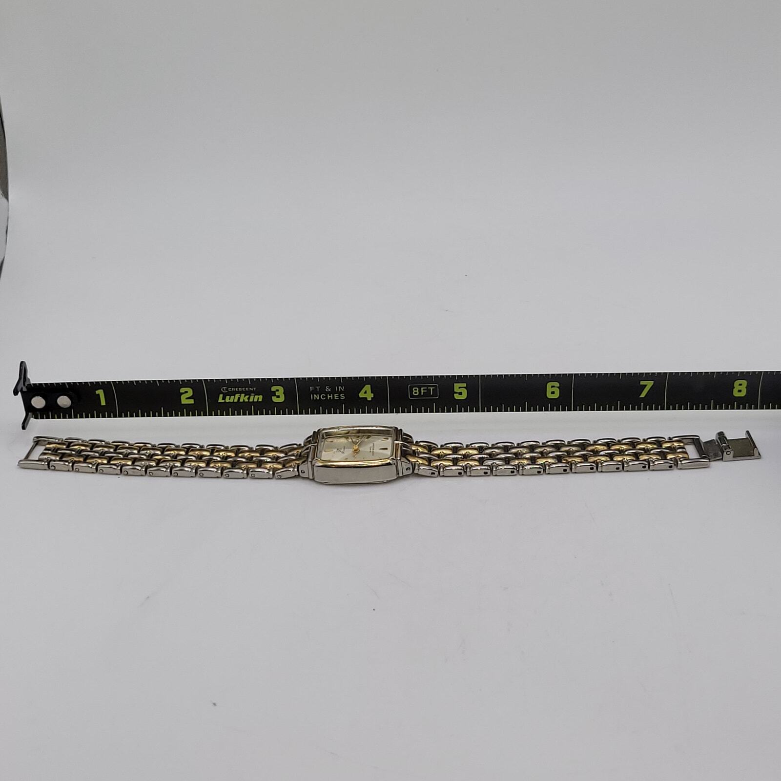 Riviera Quartz Silver Gold Toned clasp band Vintage New battery