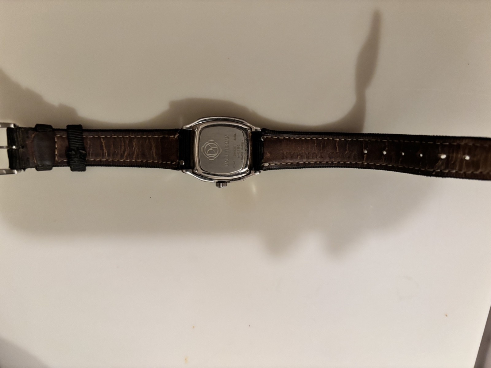 David Yurman Cushion Sterling Silver watch w/diamond accents and mother/pearl