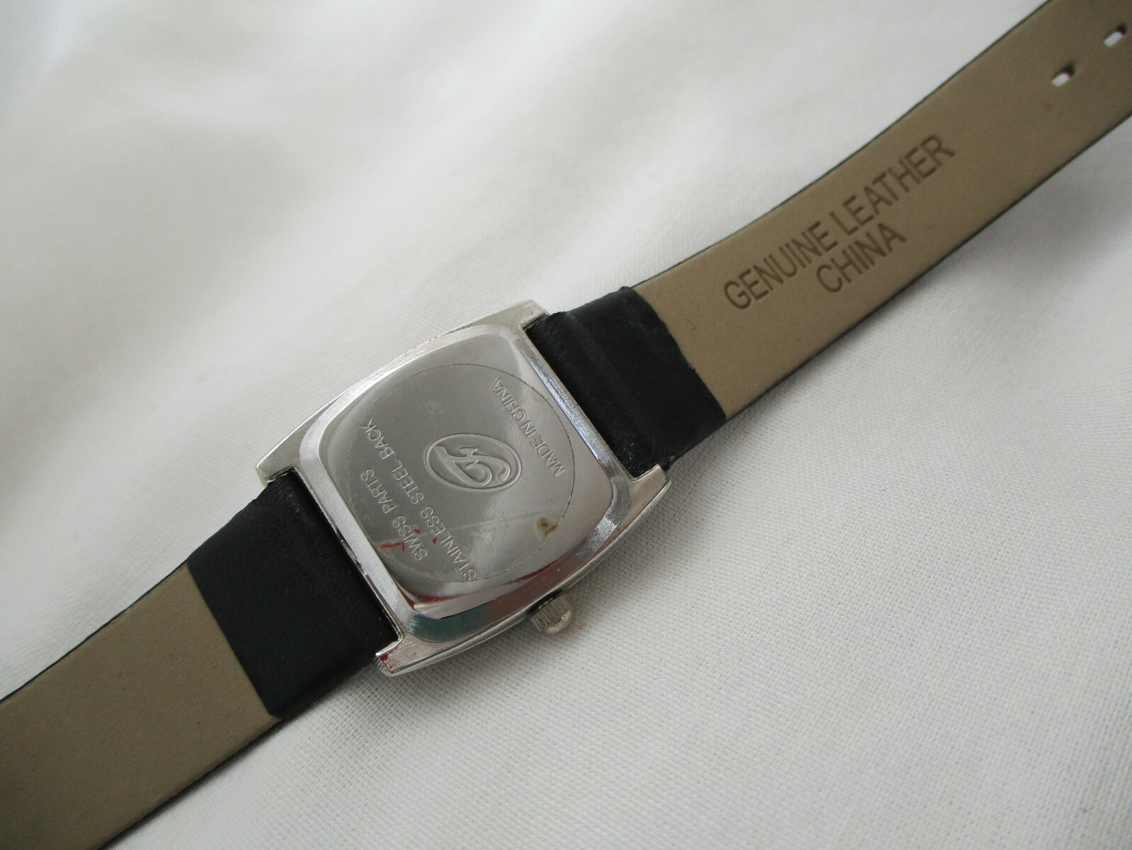 Frondini Collection Watch Silver Toned Black Buckle Band Square Shaped Face