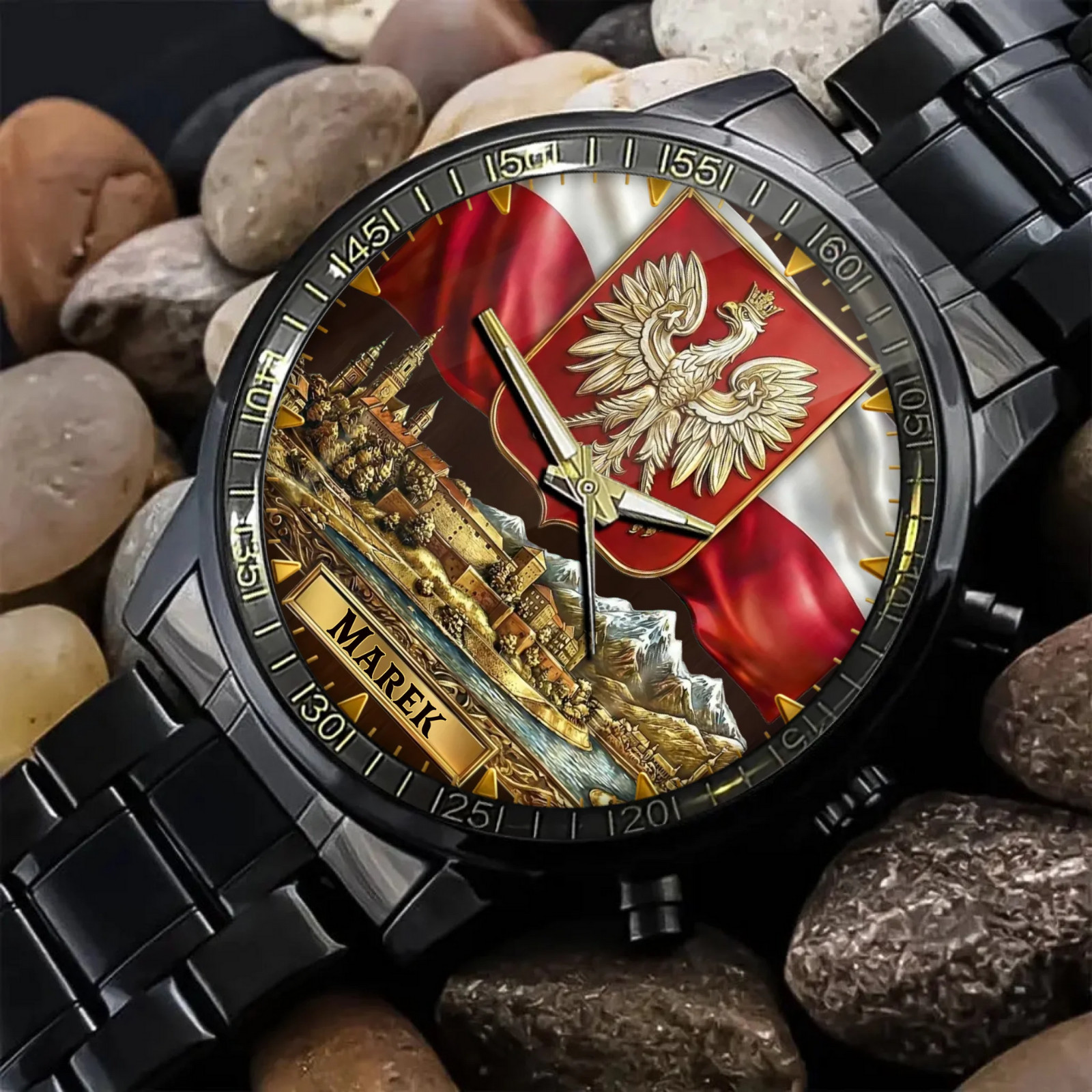 Personalized Name Poland Flag Emblem Watch – Polish Pride Gift