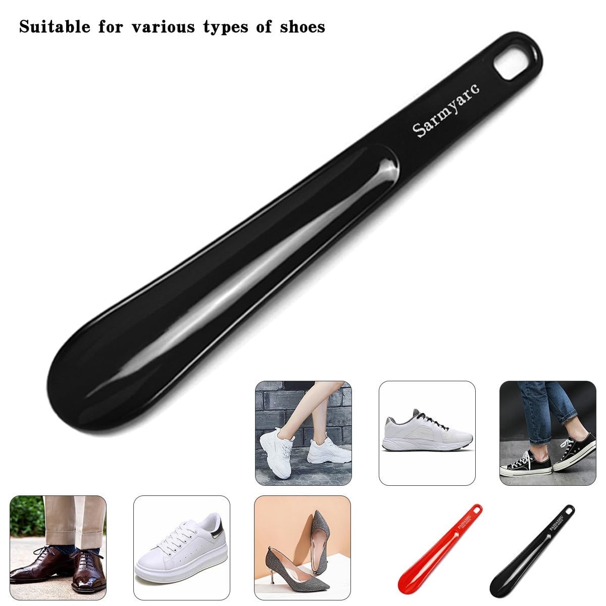 Sarmyarc Plastic Shoe Horn,2pcs Travel Shoe Horns for Men, Women, Seniors& Kids