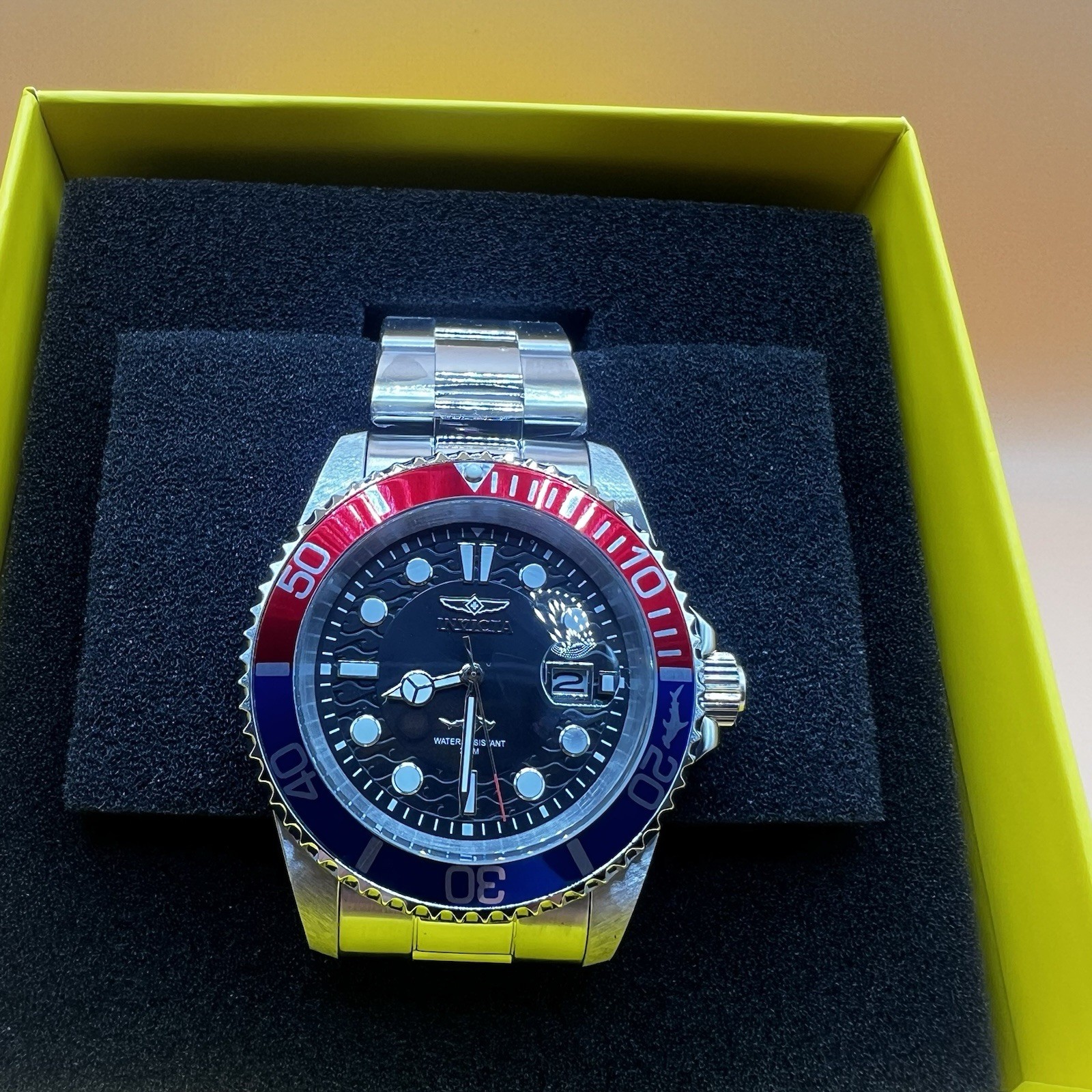 Invicta Pro Diver Men’s Quartz Watch – 42mm, Steel, Black Dial, Red/Blue