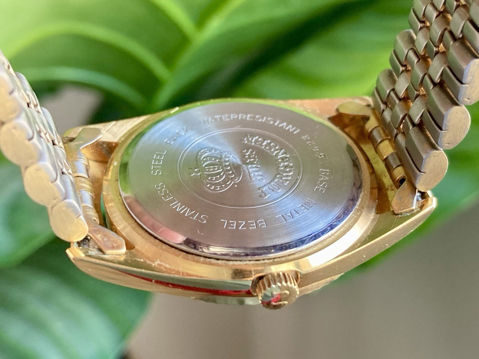 Vintage Jules Jurgensen Swiss Gold Plated President Date Day Mens Watch W/ BOX