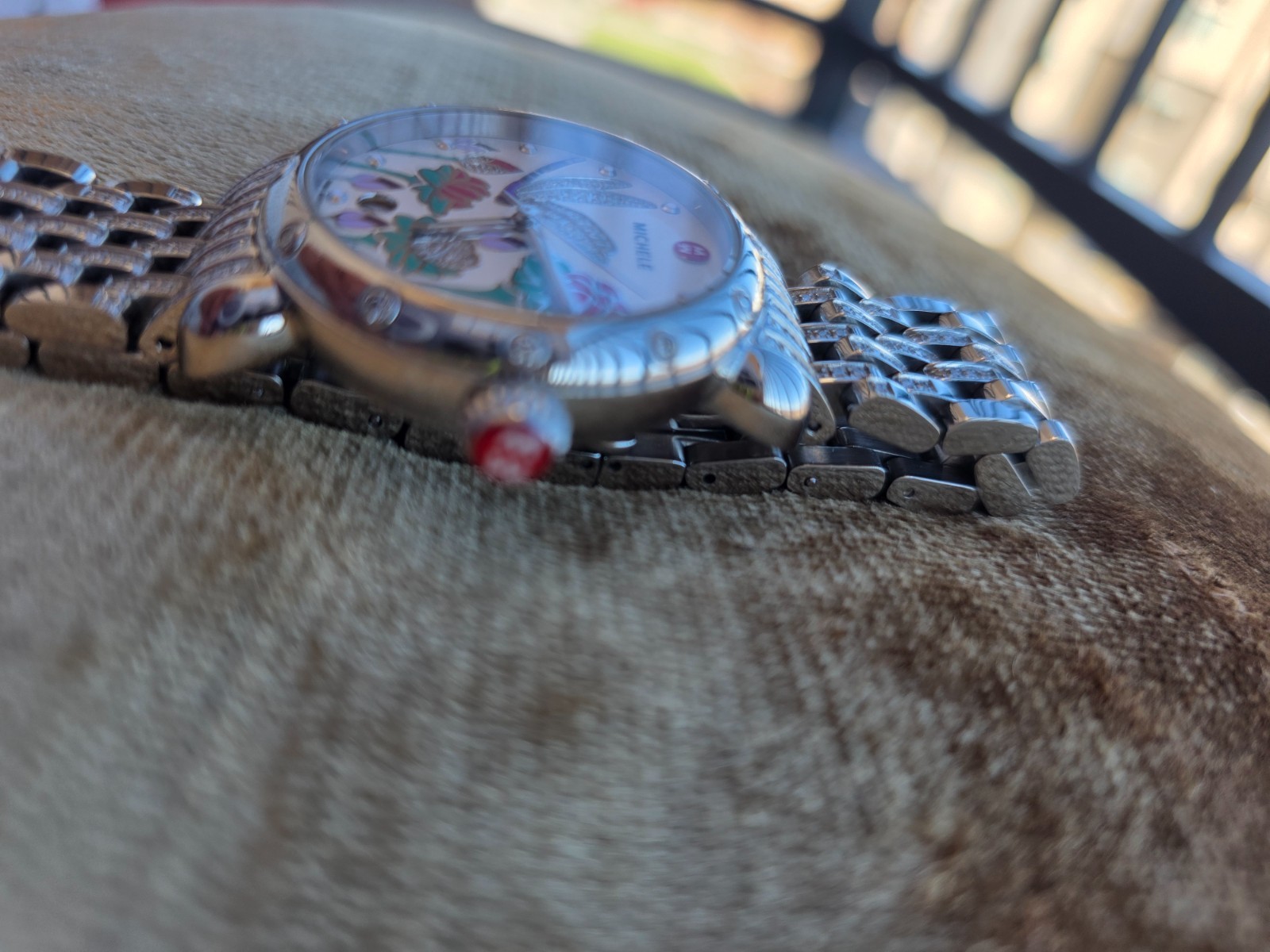 Michele Garden Party Watch-Dragonfly Original Stainless Steel Band, No Scratches