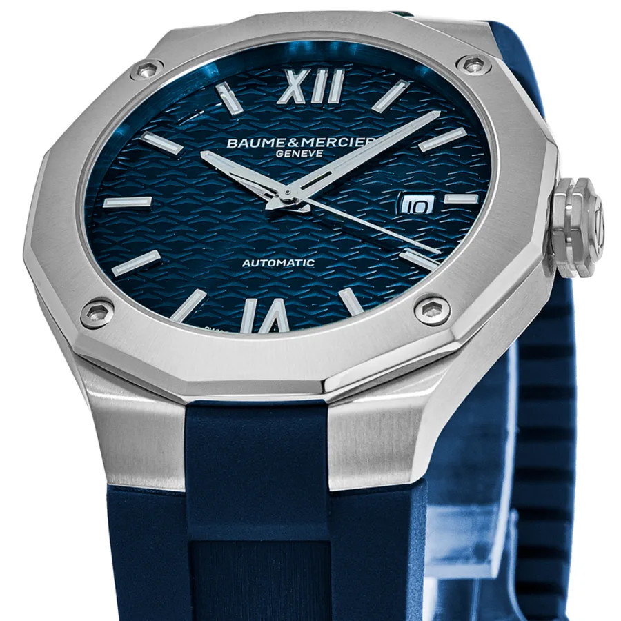 New Baume & Mercier Riviera Automatic Blue Dial Rubber Strap Men’s Watch 10619