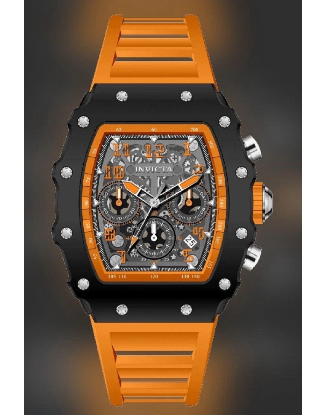 ⌚ Invicta Racing Vaxlor Date unisex Orange Strap Black/Silver Face 69772 w/ Box