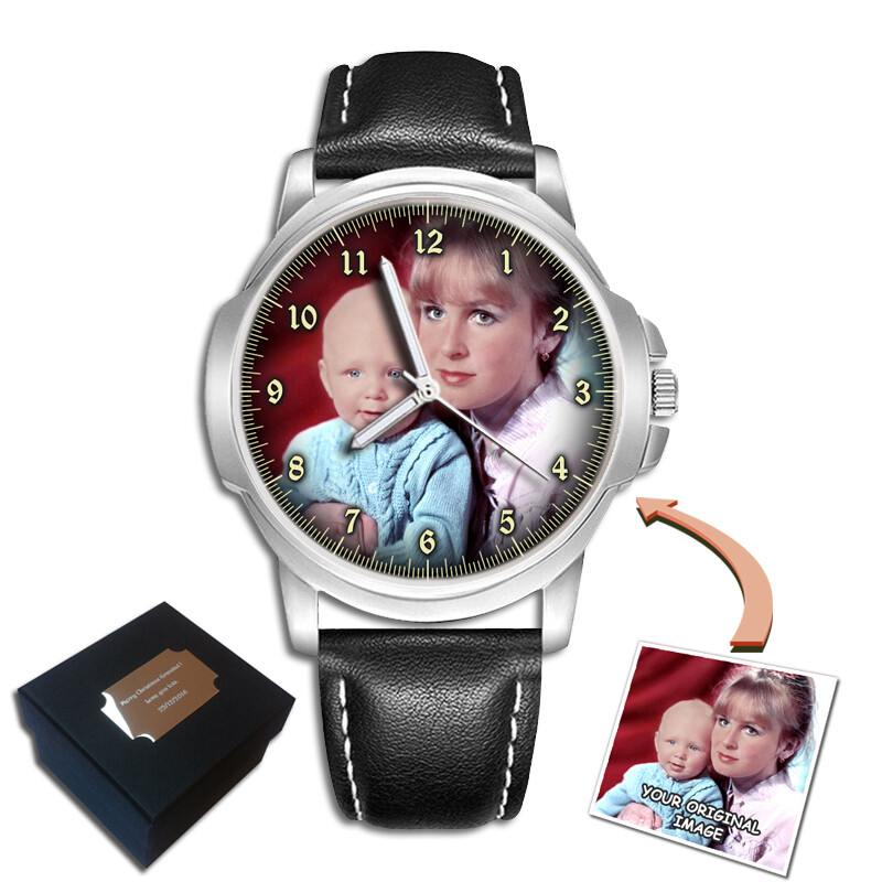 PERSONALISED CUSTOM WRIST WATCH WATCHES FAMILY PHOTO BIRTHDAY FATHER’S GIFT