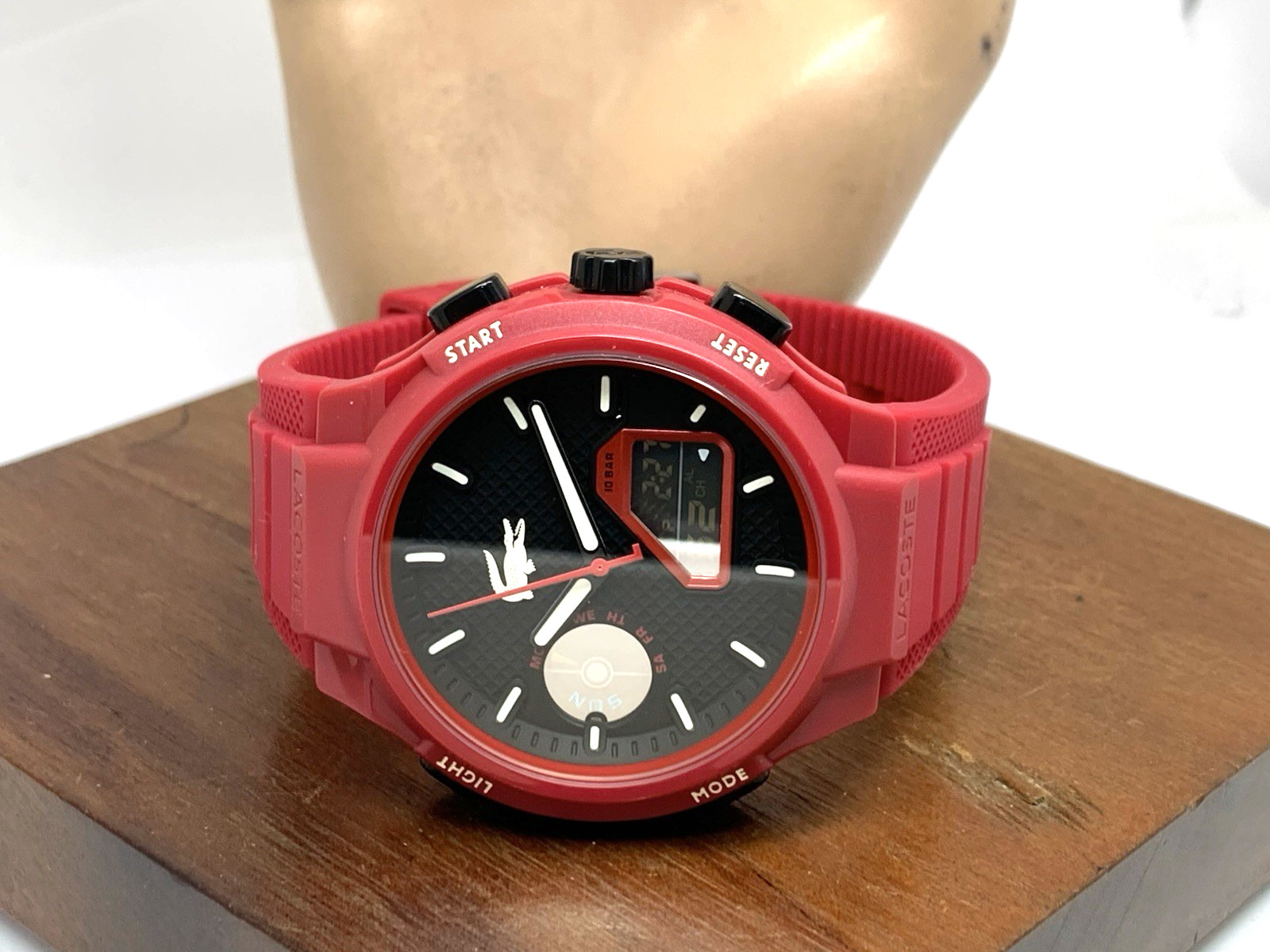 Lacoste Men’s Watch 2011368 Quartz Analog Digital LC33 Red Dial Rubber Band 45mm