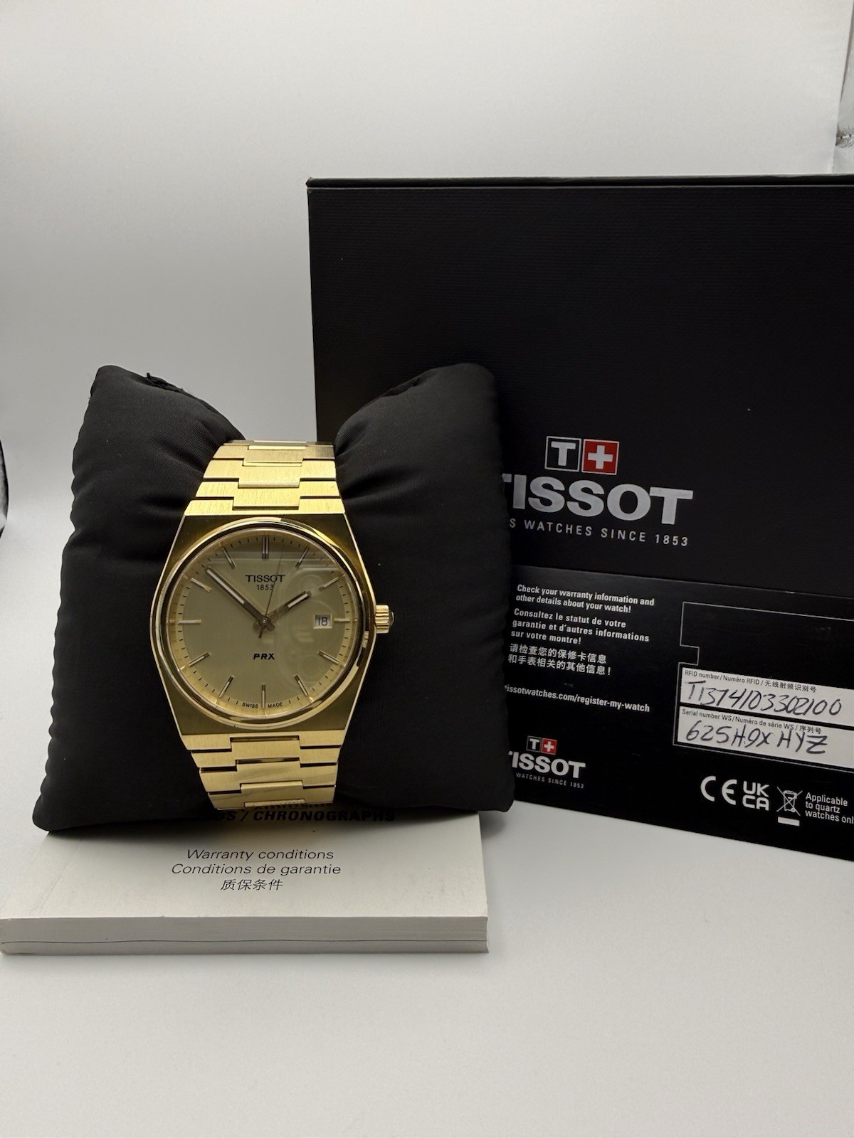 Tissot PRX 40mm Gold Quartz Champagne Dial Mens Watch T137.410 Full Set Box