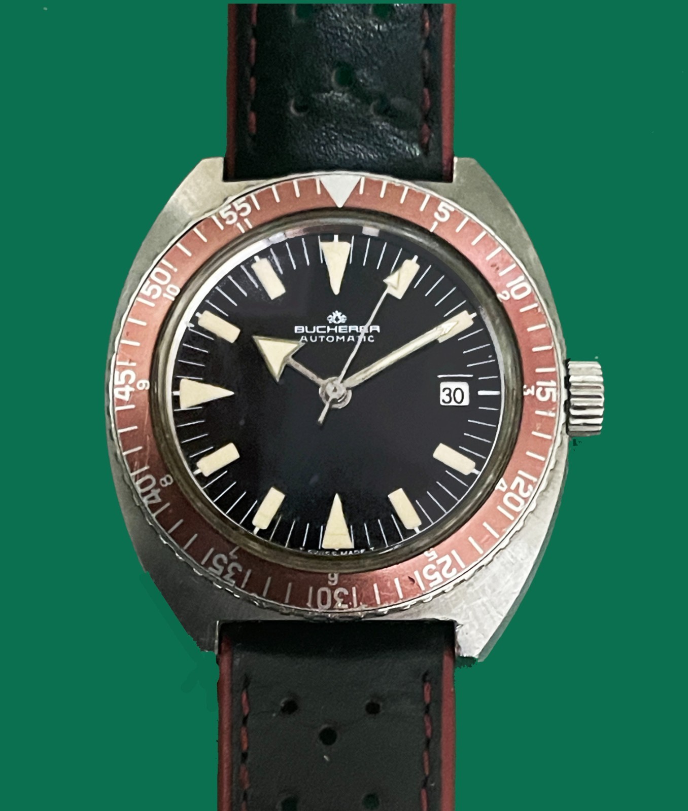 Vintage 1970’s BUCHERER Automatic Divers Large 41mm Swiss Made Watch