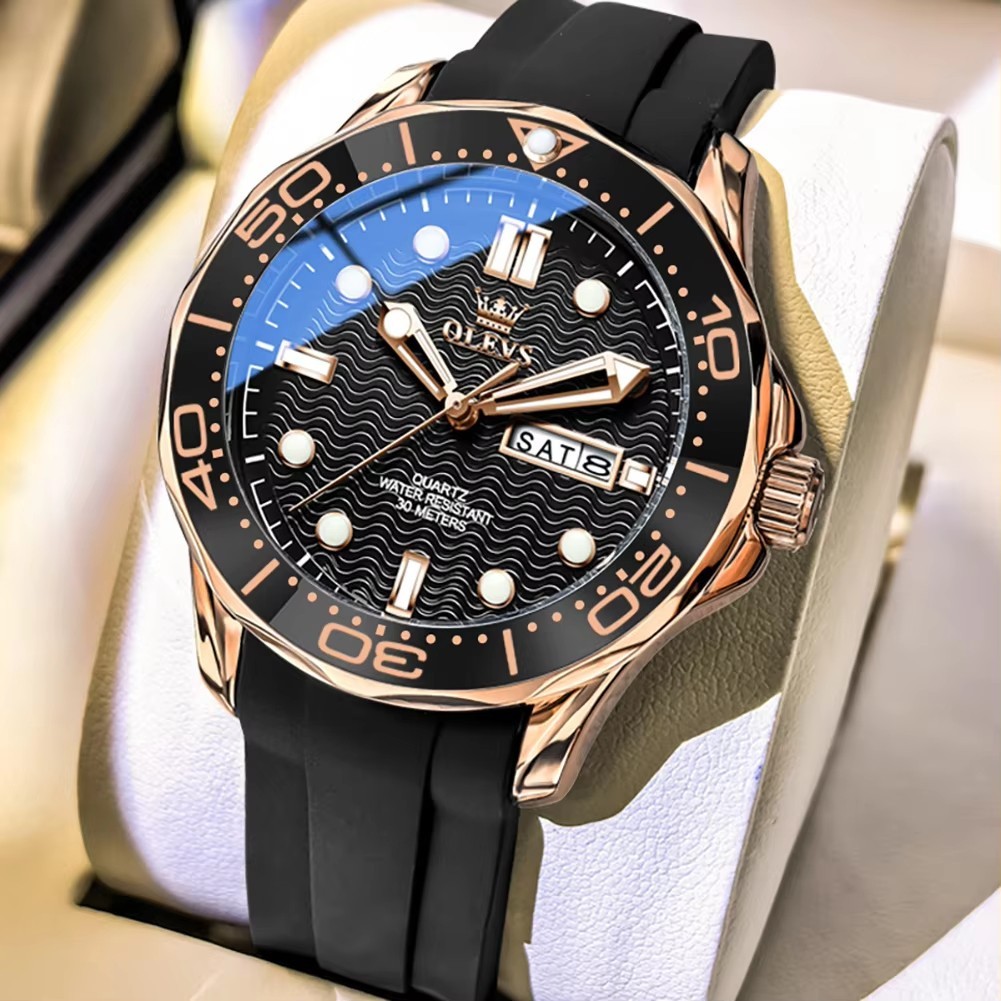 OLEVS Luxury Men’s Watch Business Sports Waterproof Luminous Silicone Men Strap
