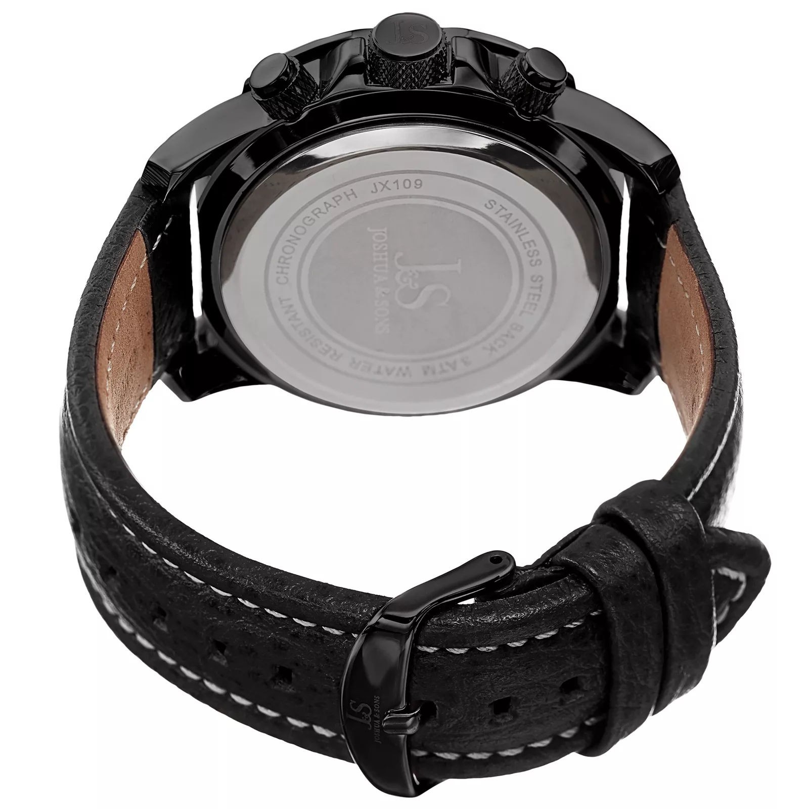 Joshua & Sons JX109BK Round Black Dial Chronograph Quartz Black Strap Mens Watch