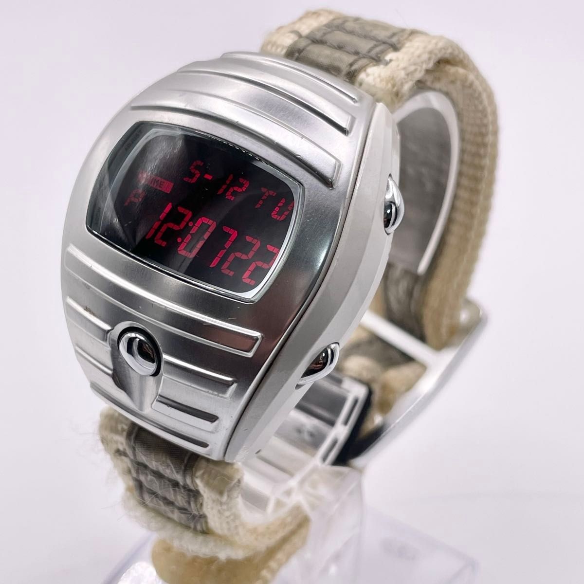 SEIKO Alba Spoon LED Quartz Watch Silver White Y2K Digital Japan