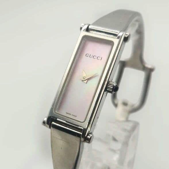 GUCCI 1500L Pink Dial Rectangular Watch Pre-Owned