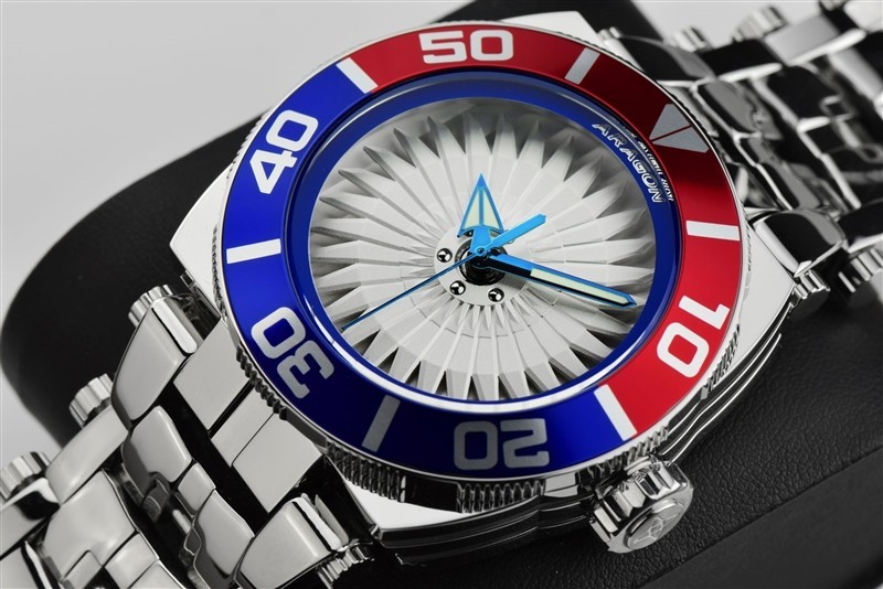 ARAGON 43MM MILLIPEDE ROTATOR AUTOMATIC WATCH RED/WHITE/BLUE BEZEL For July 4th!