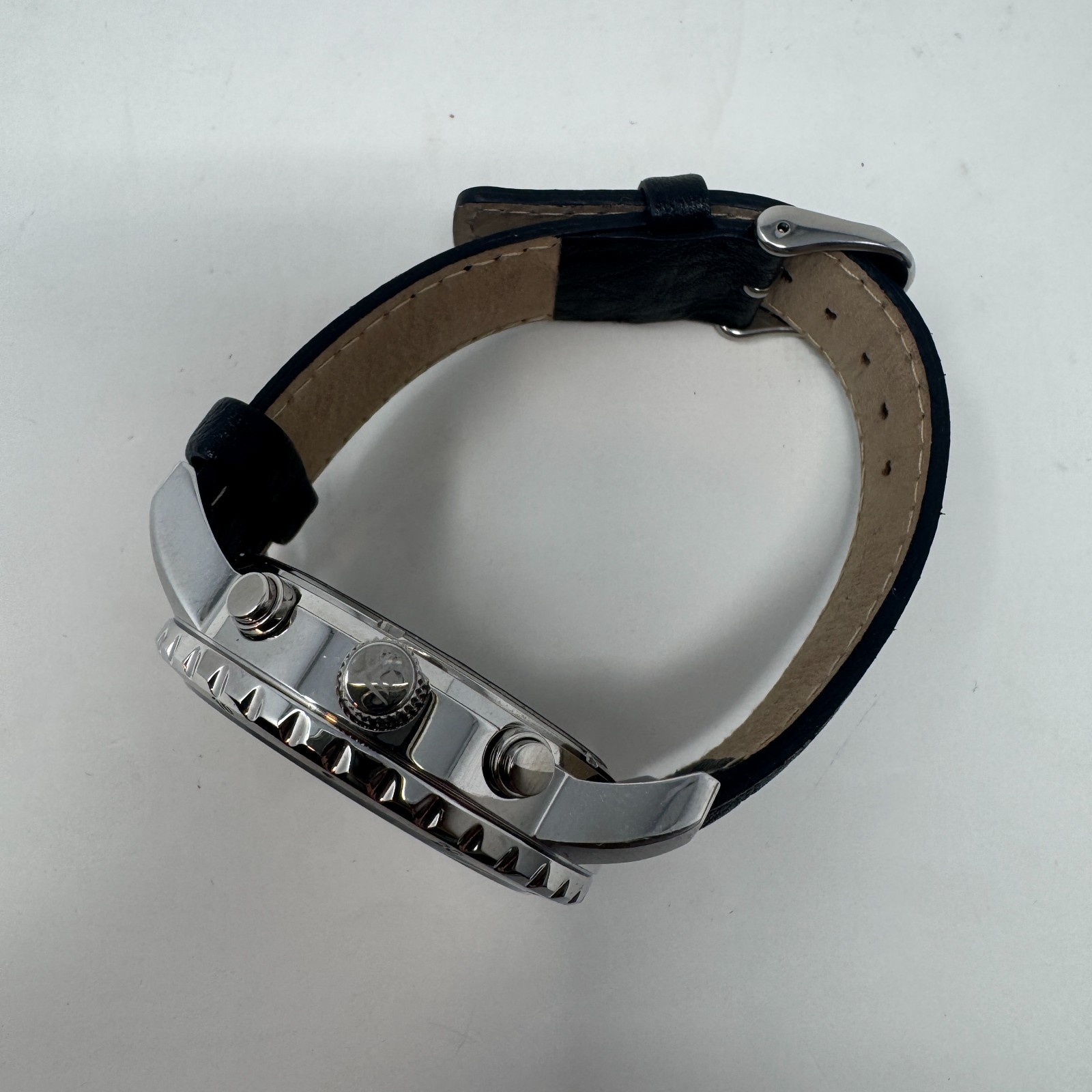 Silpada Stainless All Stainless Steel Silver Watch Leather Band (NEEDS BATTERY)