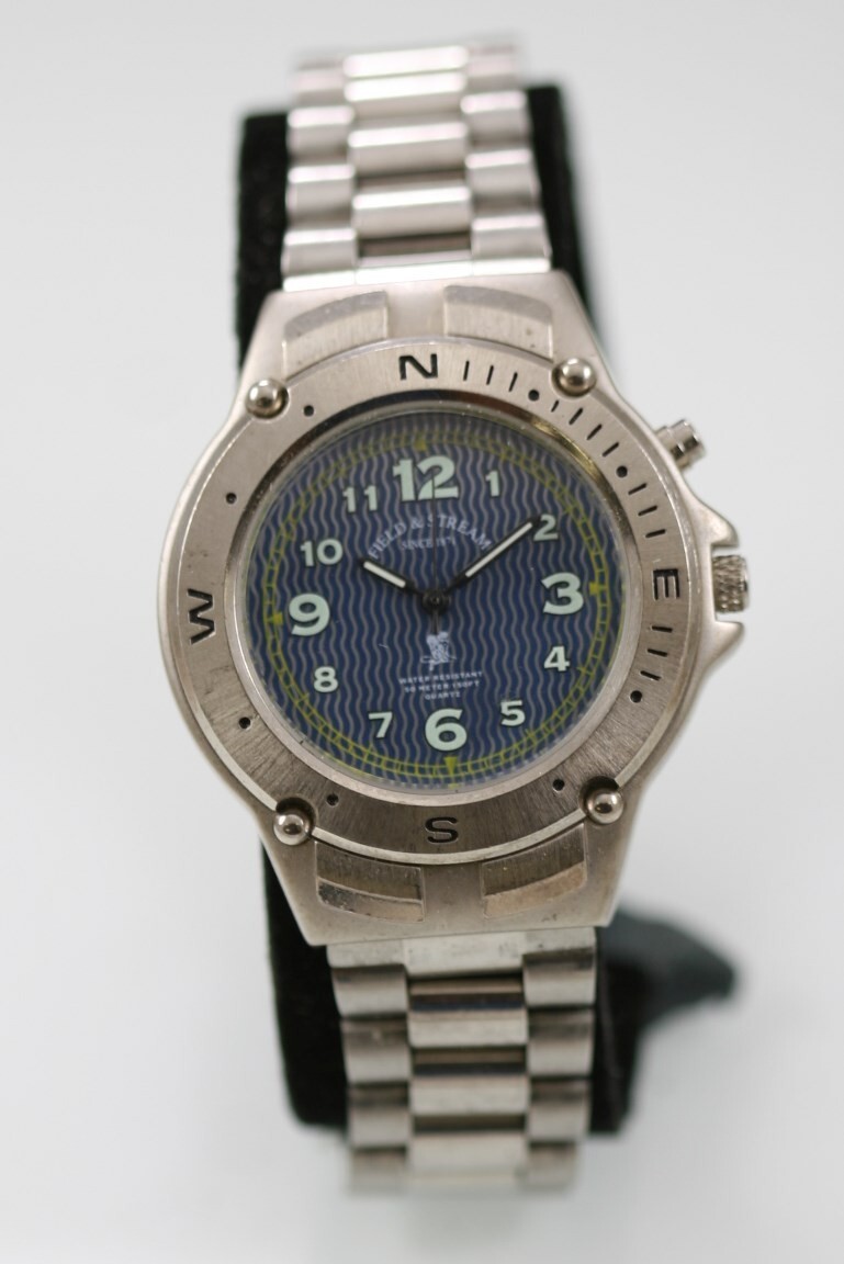 Field & Stream Men Watch Stainless Silver Steel 50m Light Battery Blue Quartz