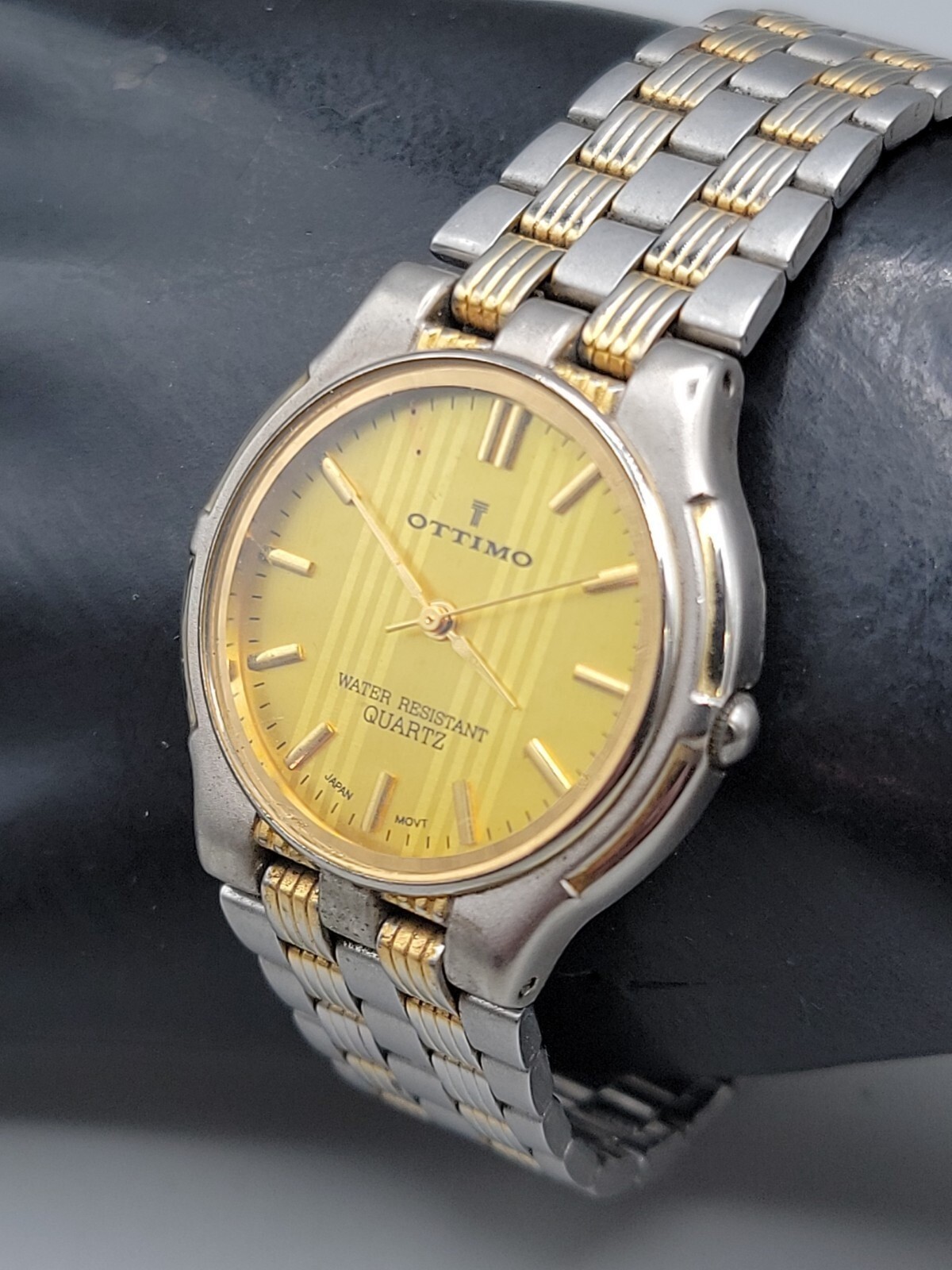 Vintage 18kgp Ottimo Unisex Quartz Watch Rare Yellow Dial 7″ 30mm