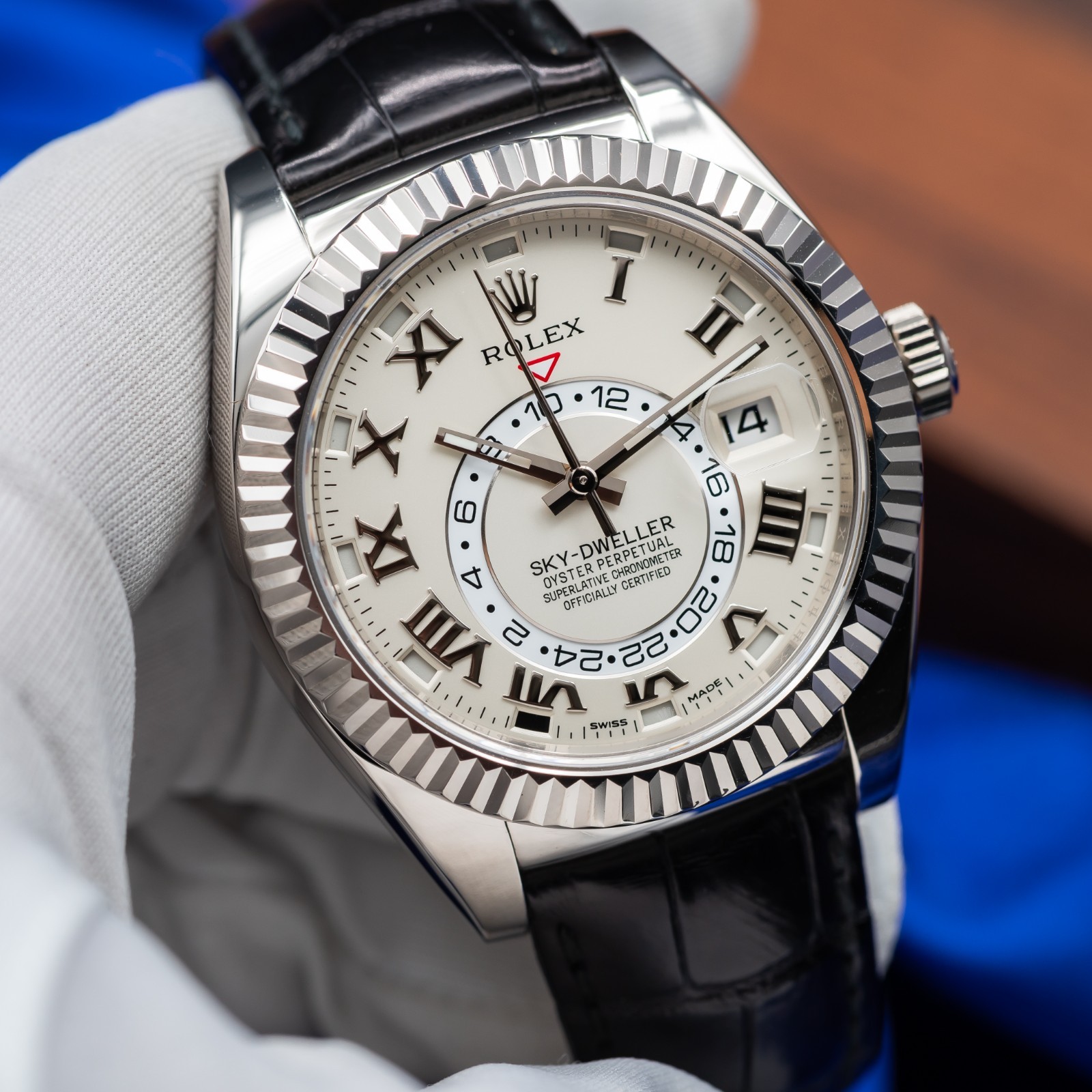 ROLEX Sky-Dweller 18K White Gold 42MM Annual Calendar Ivory Dial 326139
