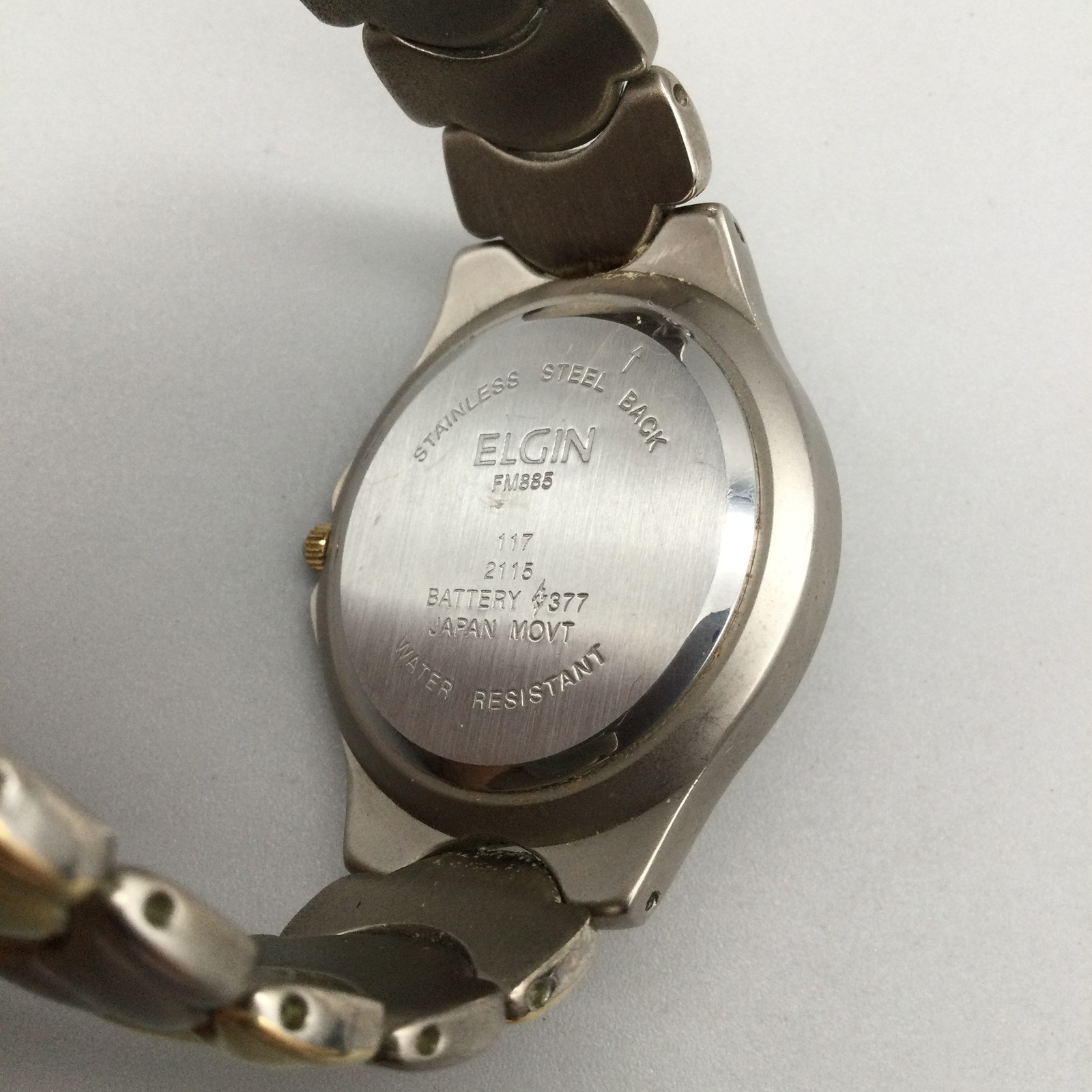 Elgin Mens Watch 36mm Champagne Dial Two Tone Steel FM885 New Battery 7.25″