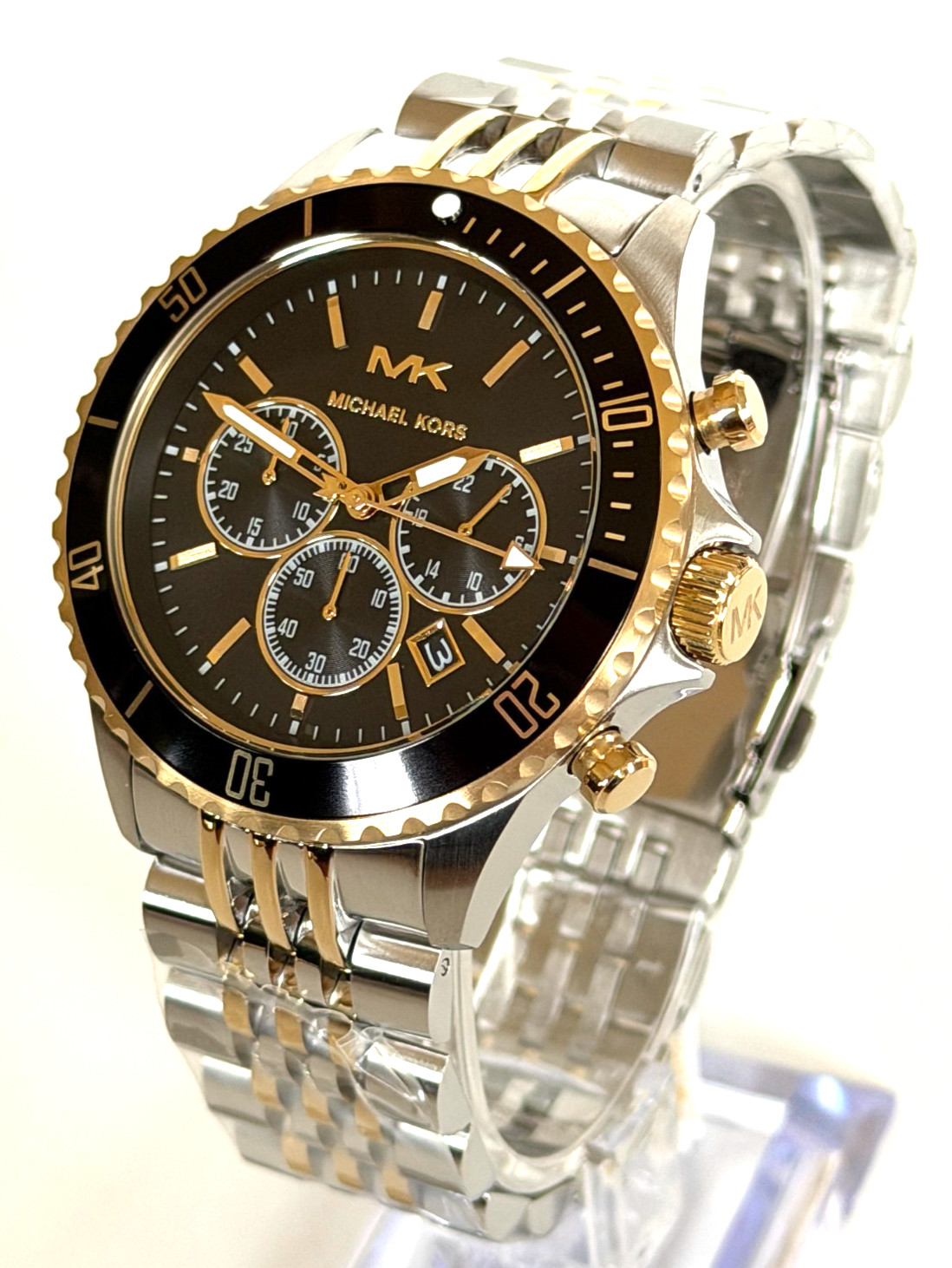 Michael Kors MK8872 Bayville Two-Tone Stainless Steel Mens Watch BNWT G/Box $295