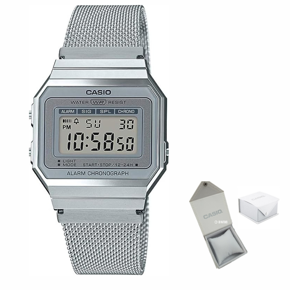 Casio A700WM-7A Digital Unisex Watch Retro Stainless Steel LED A700 New Original