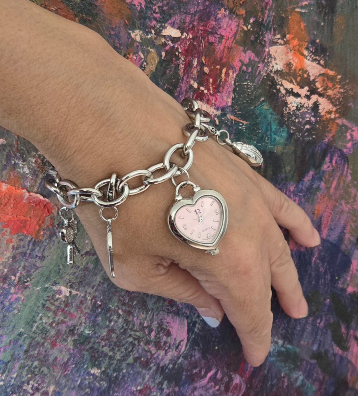 Chain Watch for Womens Sports Tennis Football Baseball Heart Watch PINK sports