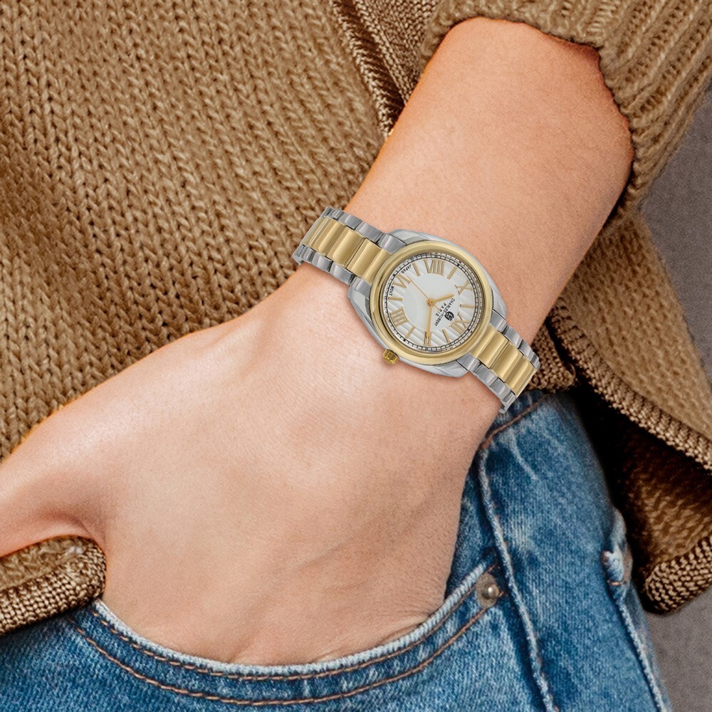 Charles Hubert Ladies 2-Tone Stainless Off-White Dial Watch