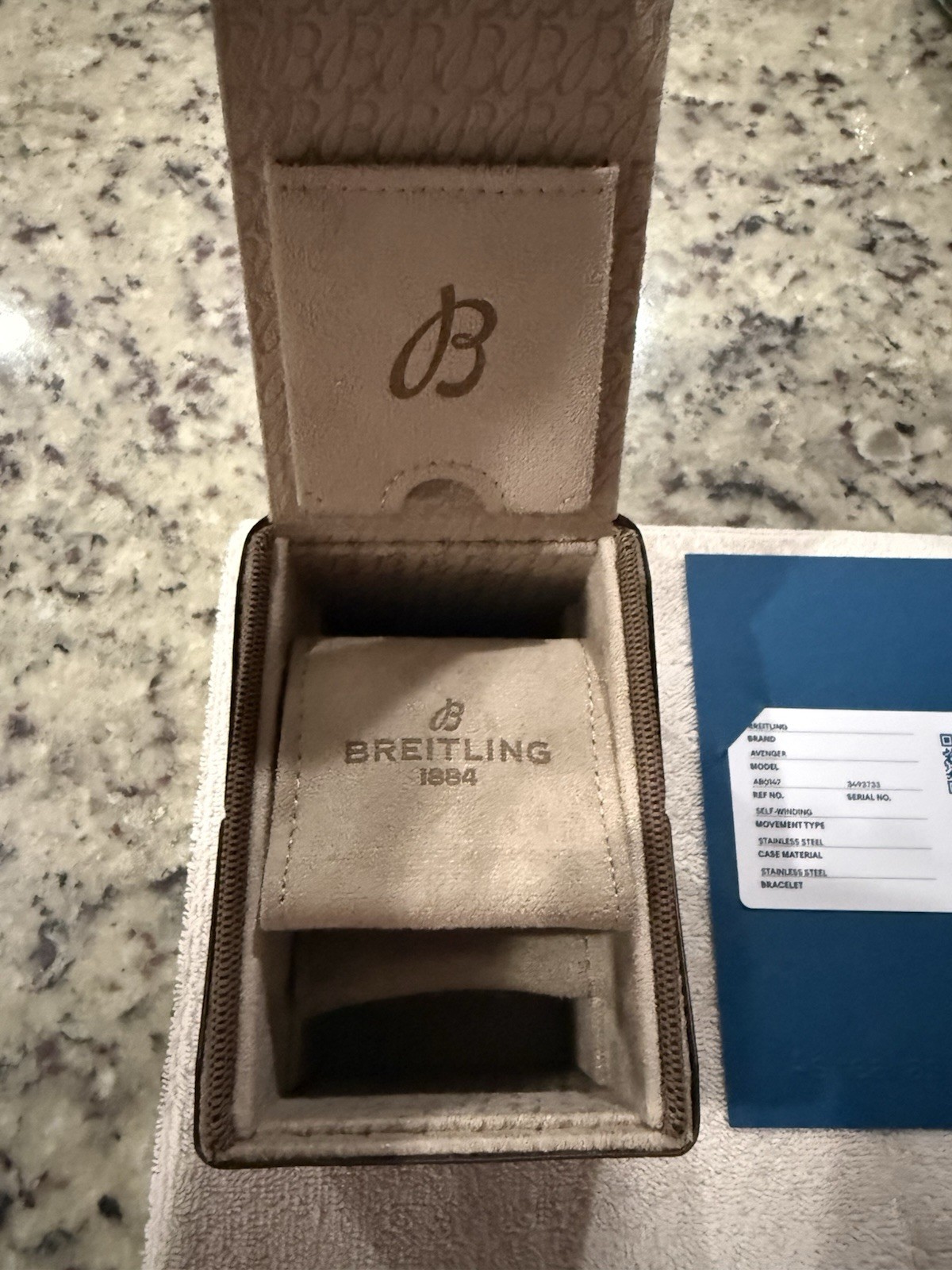 Breitling Avenger B01 Chronograph 44 Blue Dial Auto SS Bracelet Box Papers