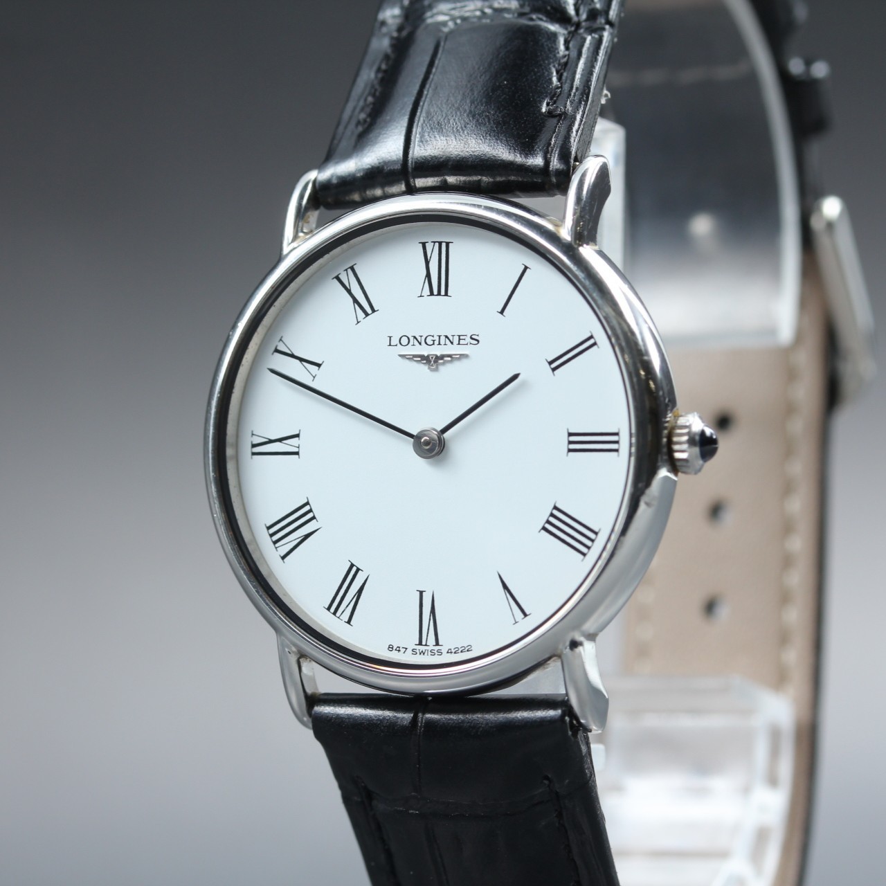 Longines [Near Mint-] 847 4222 White Roman Dial 33mm Men’s Manual Watch JP #326