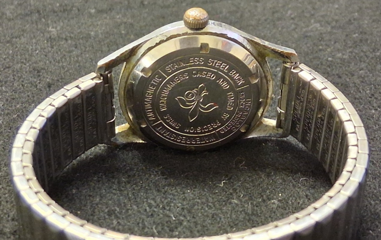 BERNHUF 17 JEWELS ANTI-MAGNETIC SWISS MADE WRISTWATCH TEXTURED WAFFLE DIAL WATCH