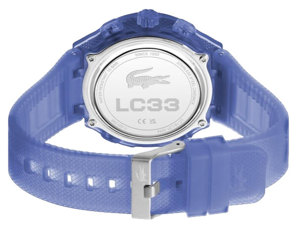 LACOSTE LC33 2011429 BLUE DIAL & SEMI TRANSPARENT SILICONE STRAP 45MM MENS WATCH