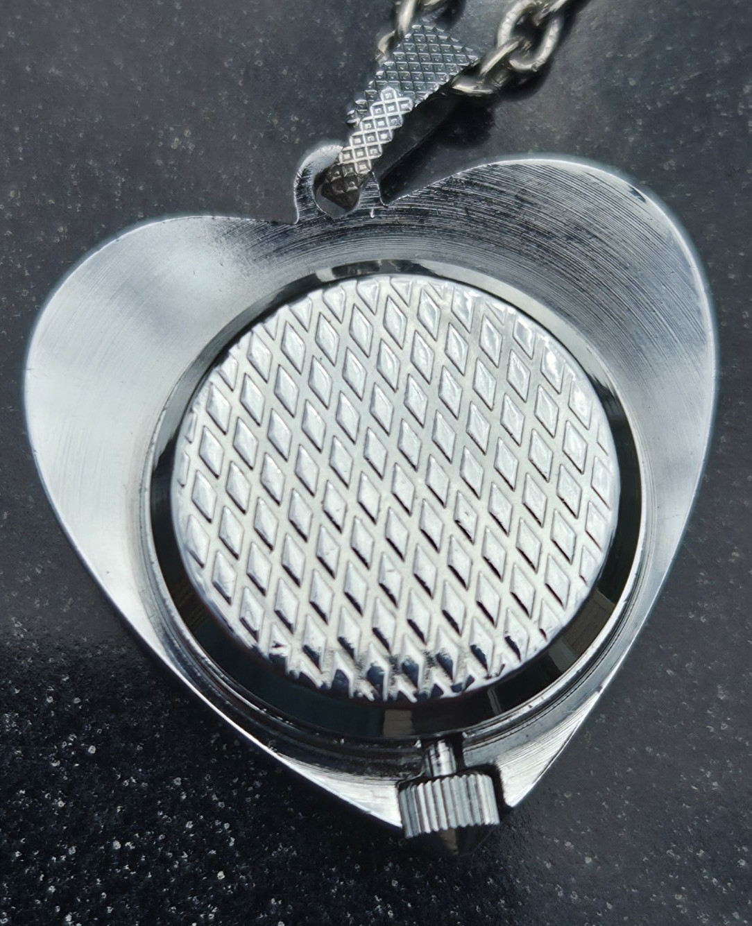 Vintage Montreluxe Heart Shaped Pendant Watch with Chain-working