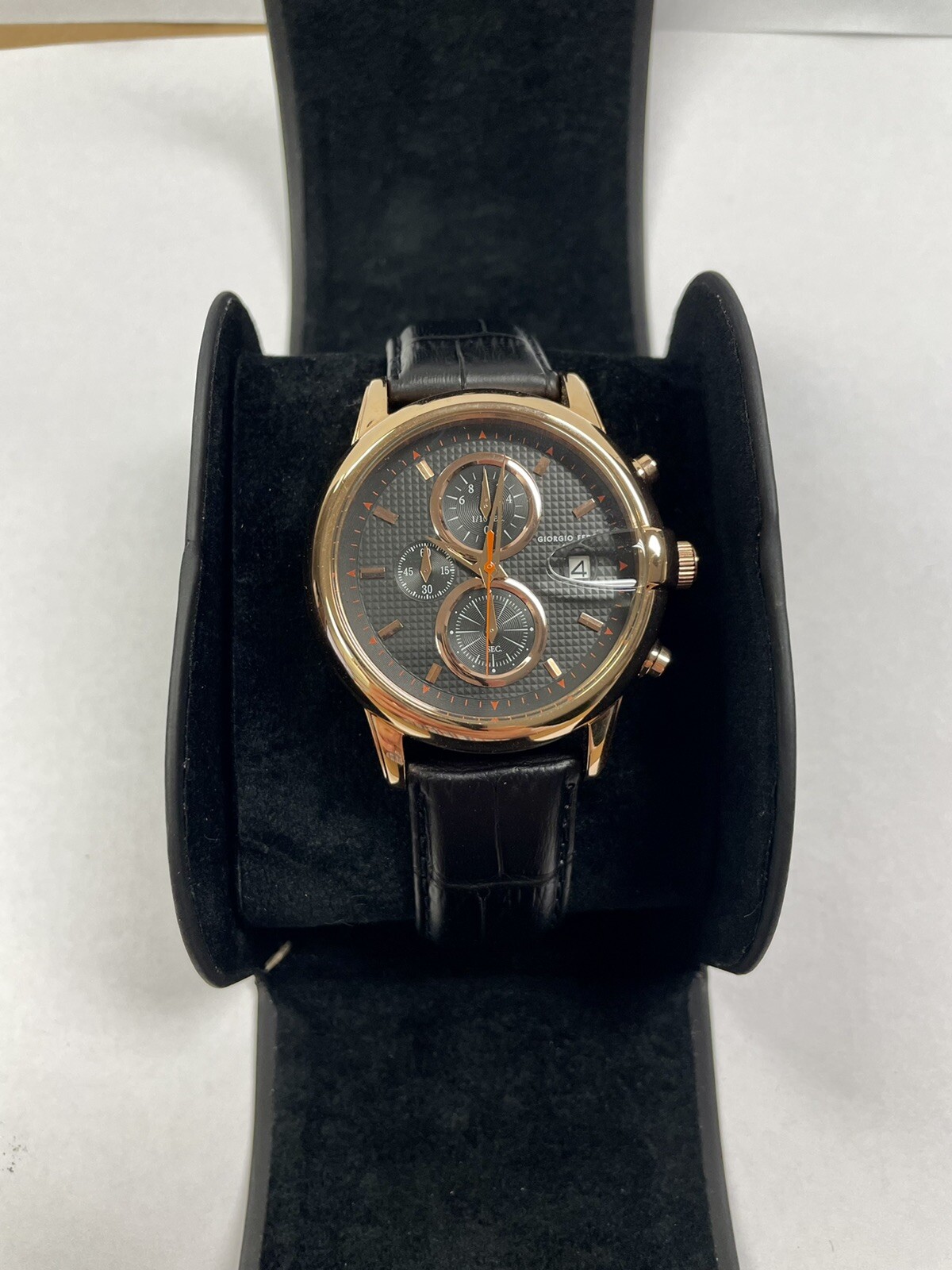Giorgio Fedon 1919 Hawkeye Chonograph Black Dial Rose Gold-tone Steel Watch