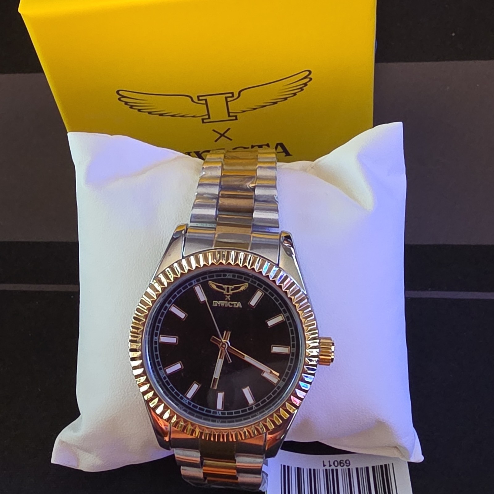 Invicta Specialty Men’s Two-Tone Stainless Steel Bracelet/Black W Gold Bezel
