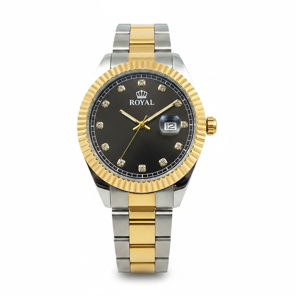 Royal Crown Prince Two Tone Black Dial Men’s Quartz Watch