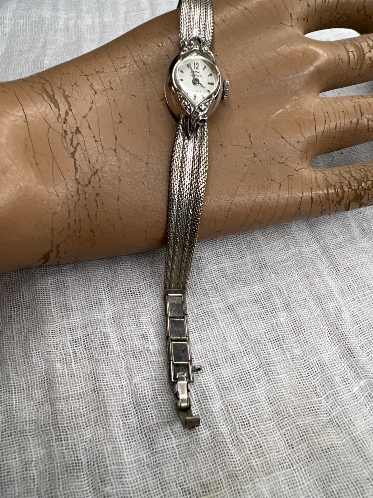 VTG Waltham Swiss 17J Diamond Watch 10K RGP Finesse KGF Mesh Bracelet Working