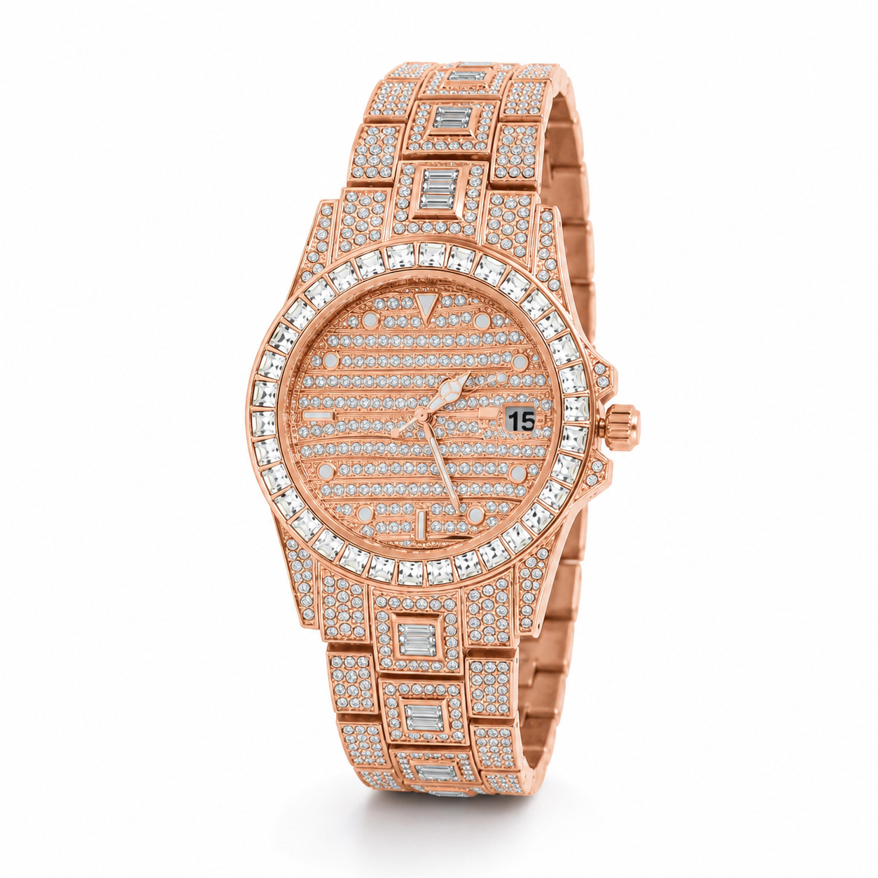 Exquisito Hip Hop Bling Metal Watch with Crystal Bezel