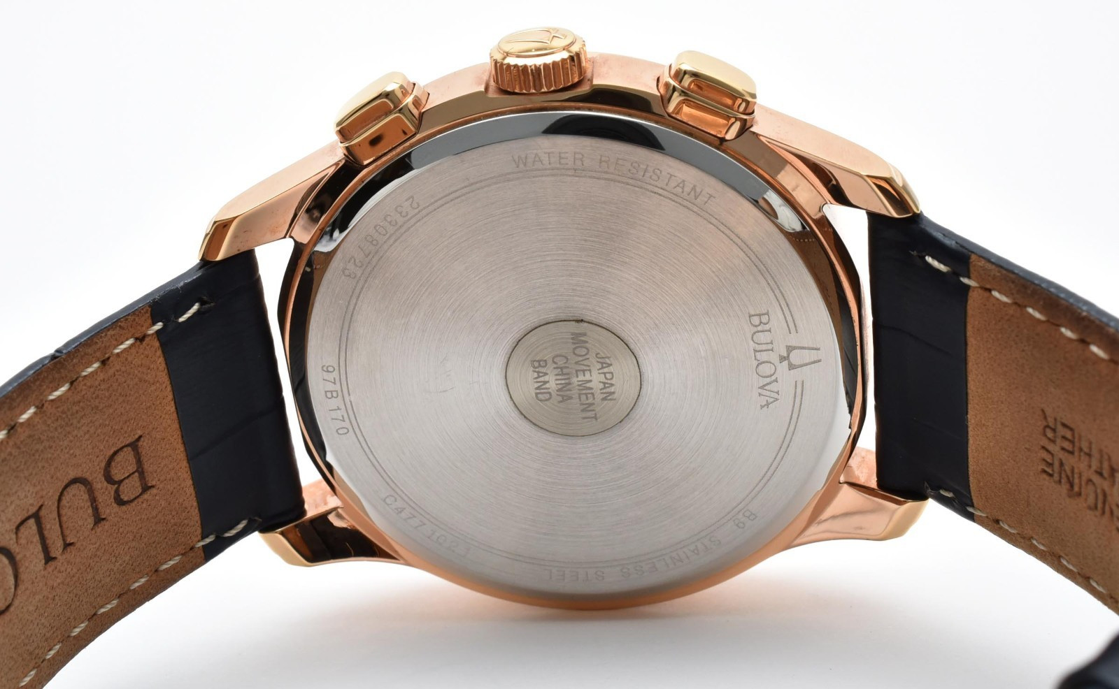 【w/Box】 Bulova Wilton 97B170 Classic Chronograph Rose Gold Blue Dial Men’s Watch