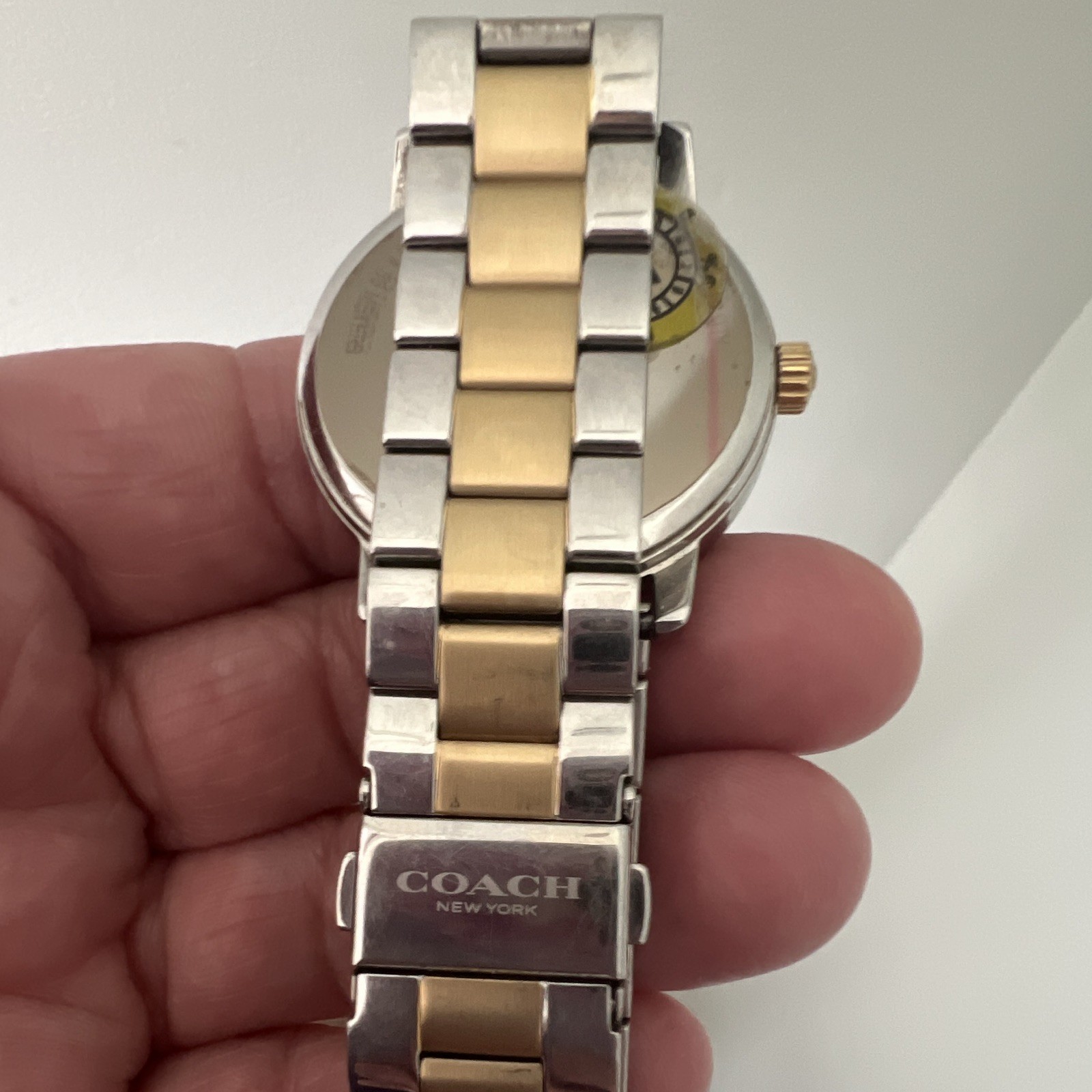 Coach New York Women’s Two-Tone Silver/Gold Bracelet Quartz Watch needs battery