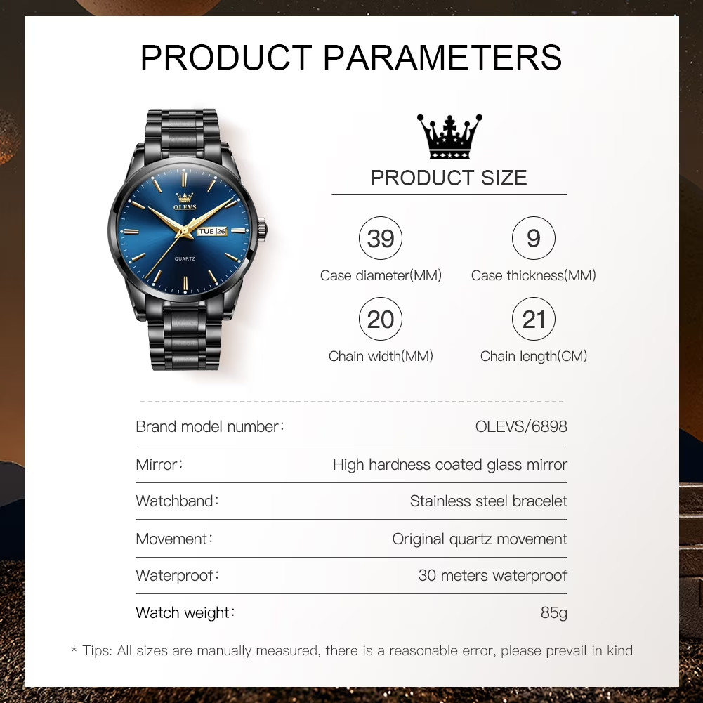 Classic Men Watches with Date,Stainless Steel Man Watch with Date, Bussiness Wat