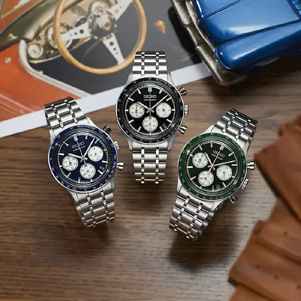 New SEIKO SBTR055 Quartz Chronograph Watch Black Dial from Japan