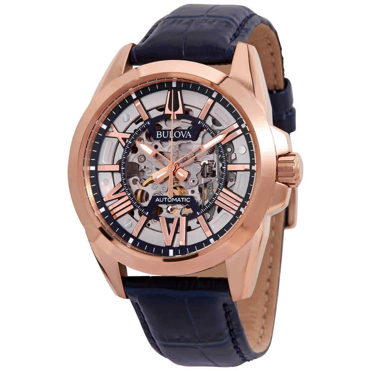 Bulova Sutton Silver Skeleton Dial Automatic 100M Steel 97A161 Men’s Watch