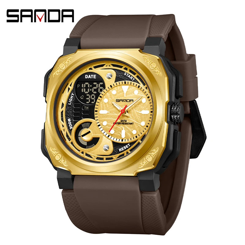 SANDA Fashion Men Electronic Watch Waterproof Shockproof Sports Luminous Calenda